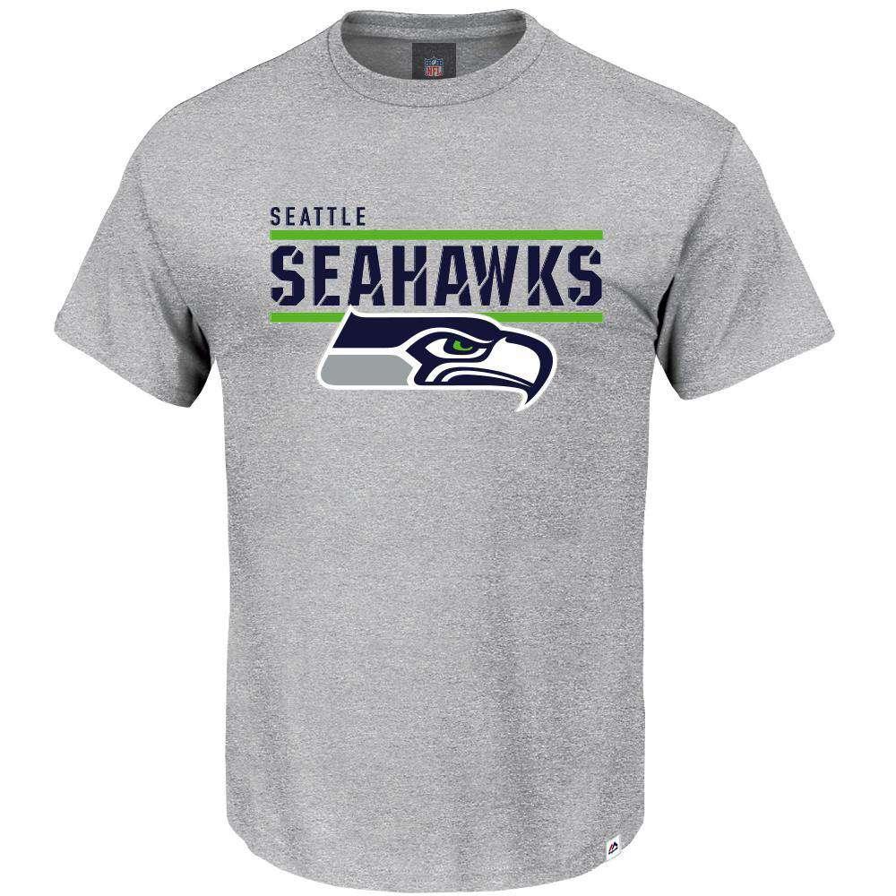 Majestic Athletic T-Shirts Seattle Seahawks Majestic NFL Team Flex T-Shirt - Grey Marle