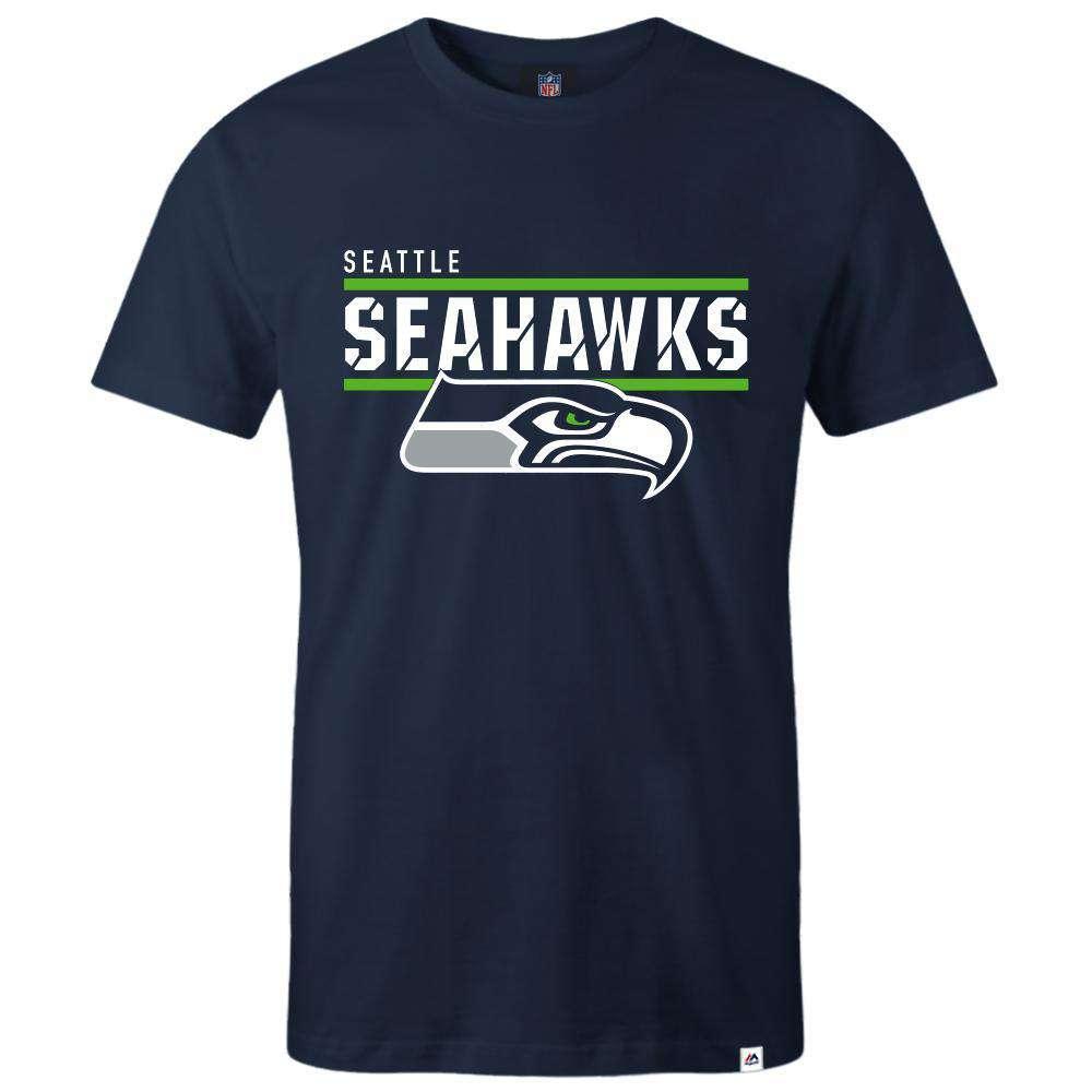 Majestic Athletic T-Shirts Seattle Seahawks Majestic NFL Team Flex T-Shirt - Navy