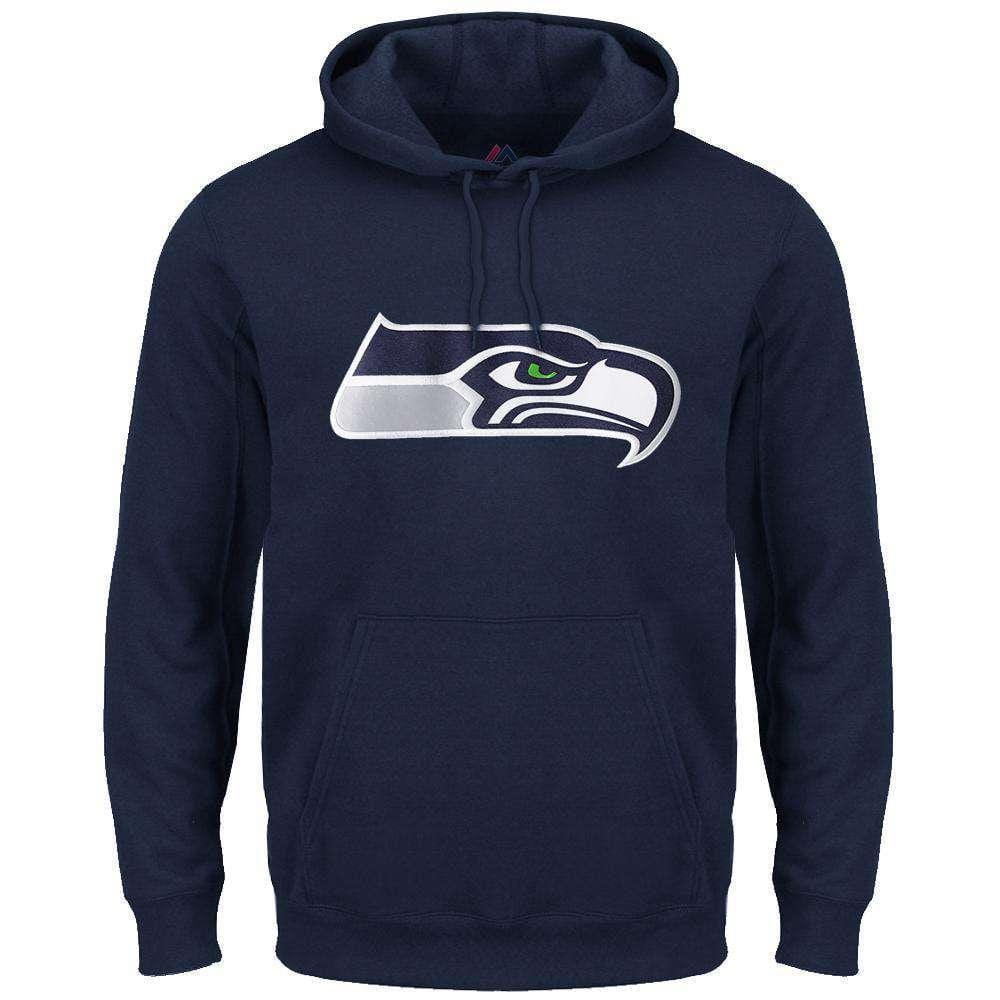Majestic Athletic Jumpers Seattle Seahawks Majestic NFL Tek Patch Hoodie Jumper - Navy