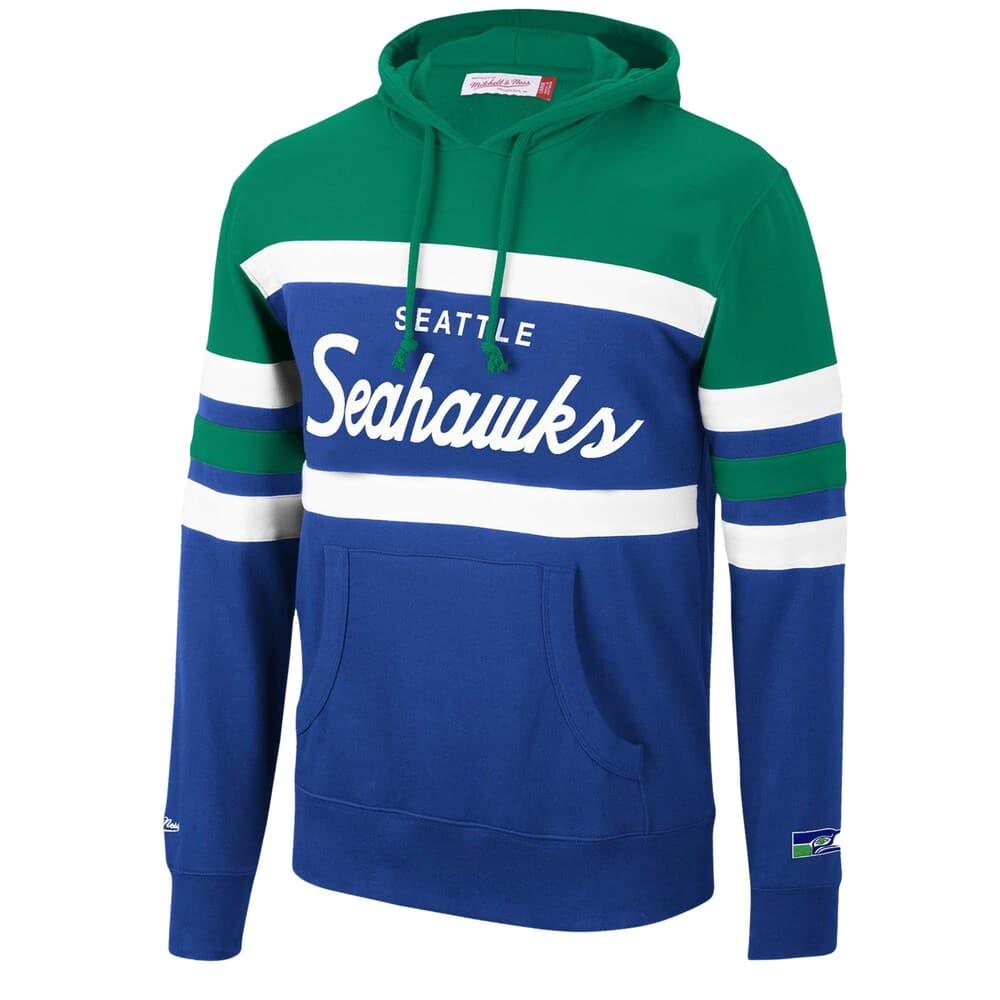 Mitchell And Ness Jumpers Seattle Seahawks Mitchell & Ness NFL Head Coach Premium Hoodie Jumper - Blue