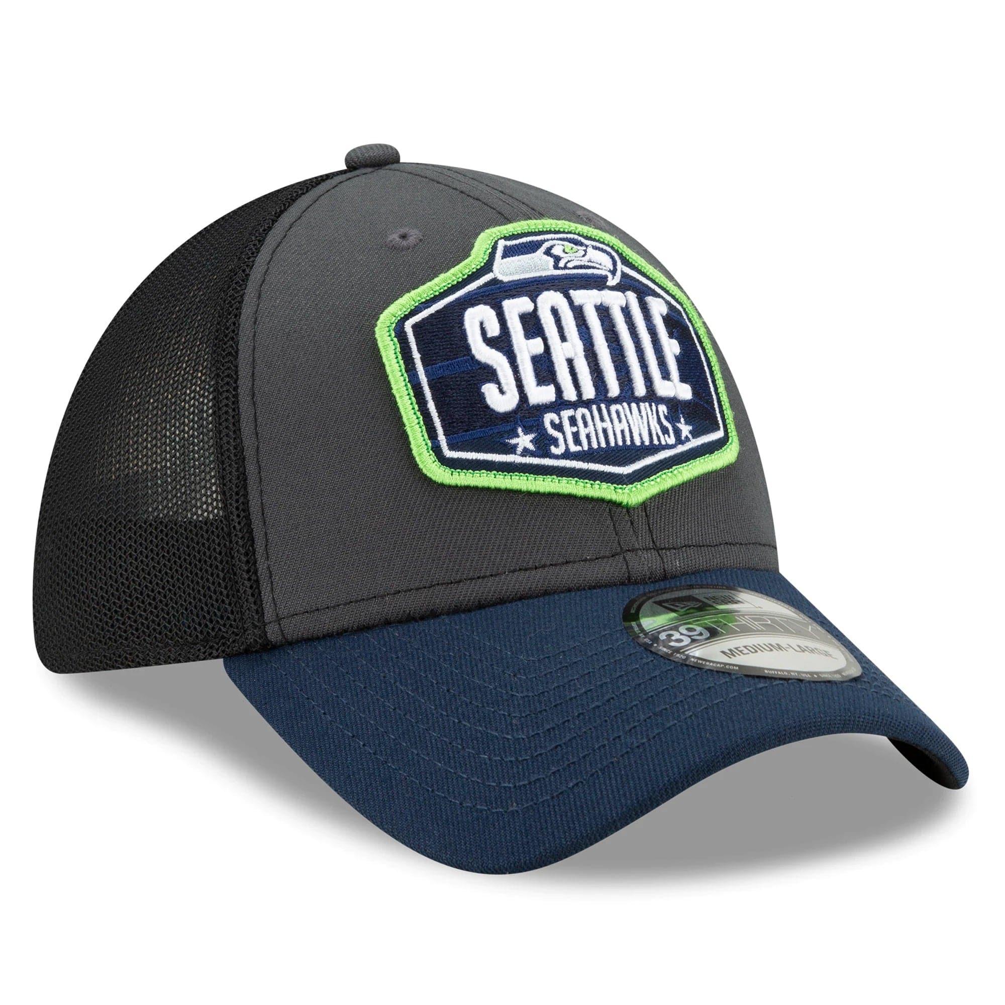 New Era Caps Seattle Seahawks New Era 2021 NFL Draft 39THIRTY Flex Fit Curve Hat - Graphite