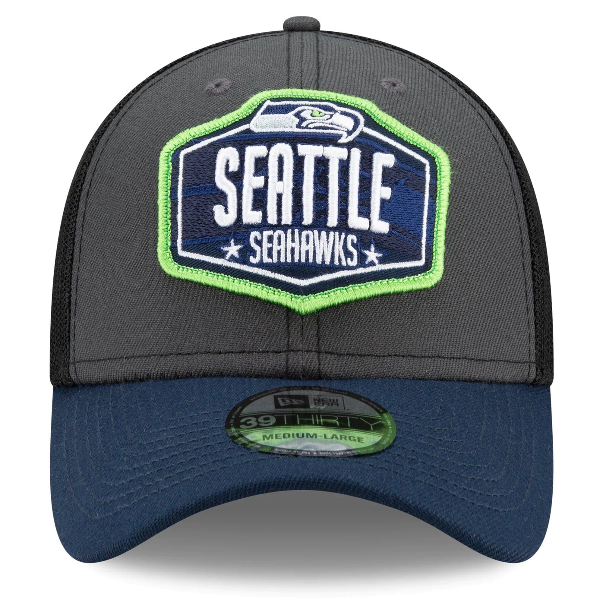 New Era Caps Seattle Seahawks New Era 2021 NFL Draft 39THIRTY Flex Fit Curve Hat - Graphite
