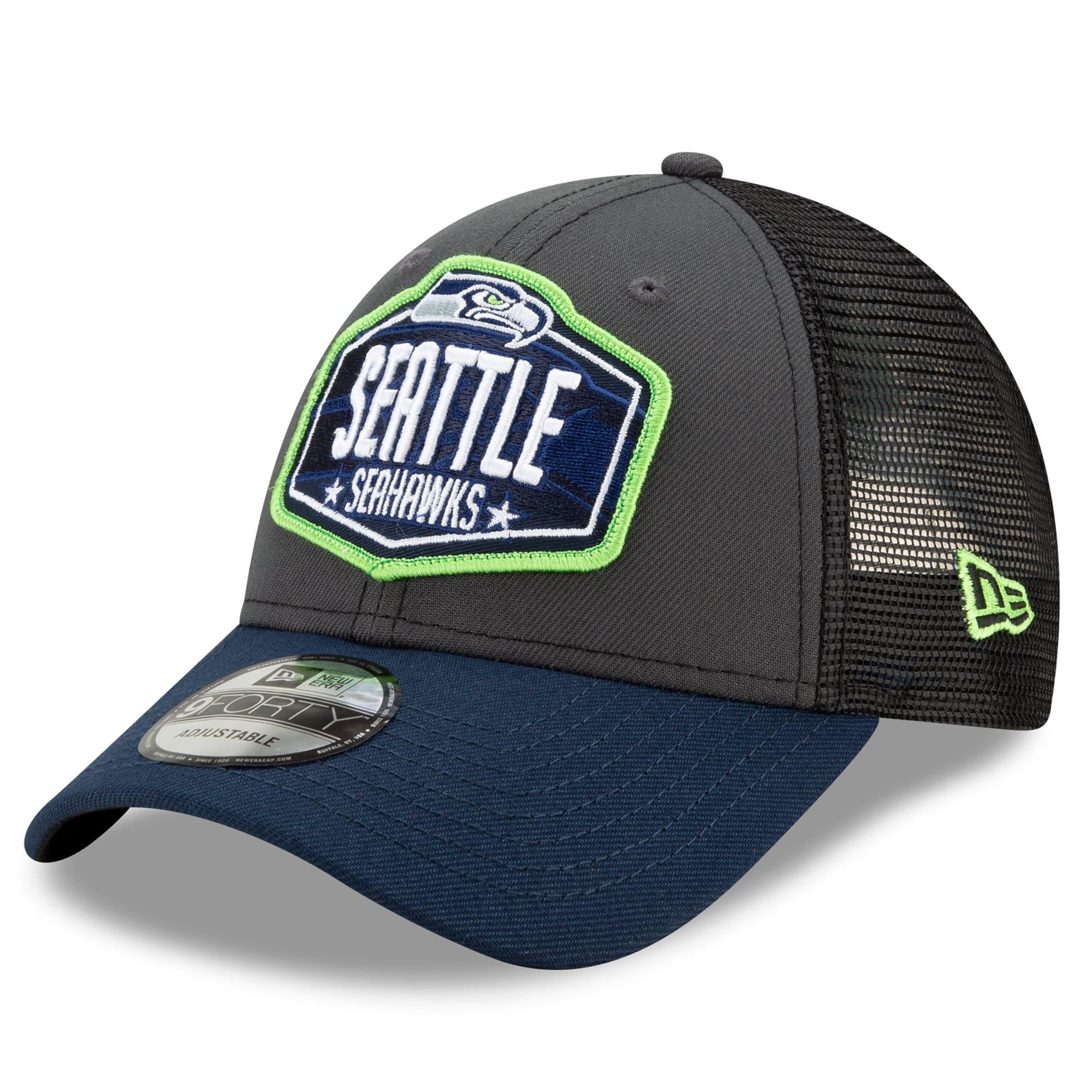 New Era Caps Seattle Seahawks New Era 2021 NFL Draft 9FORTY Snapback Curve Hat - Graphite