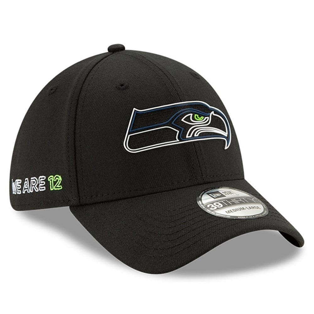 New Era Caps Seattle Seahawks New Era NFL 2020 Draft 39THIRTY Flex Fit Curve Hat - Black