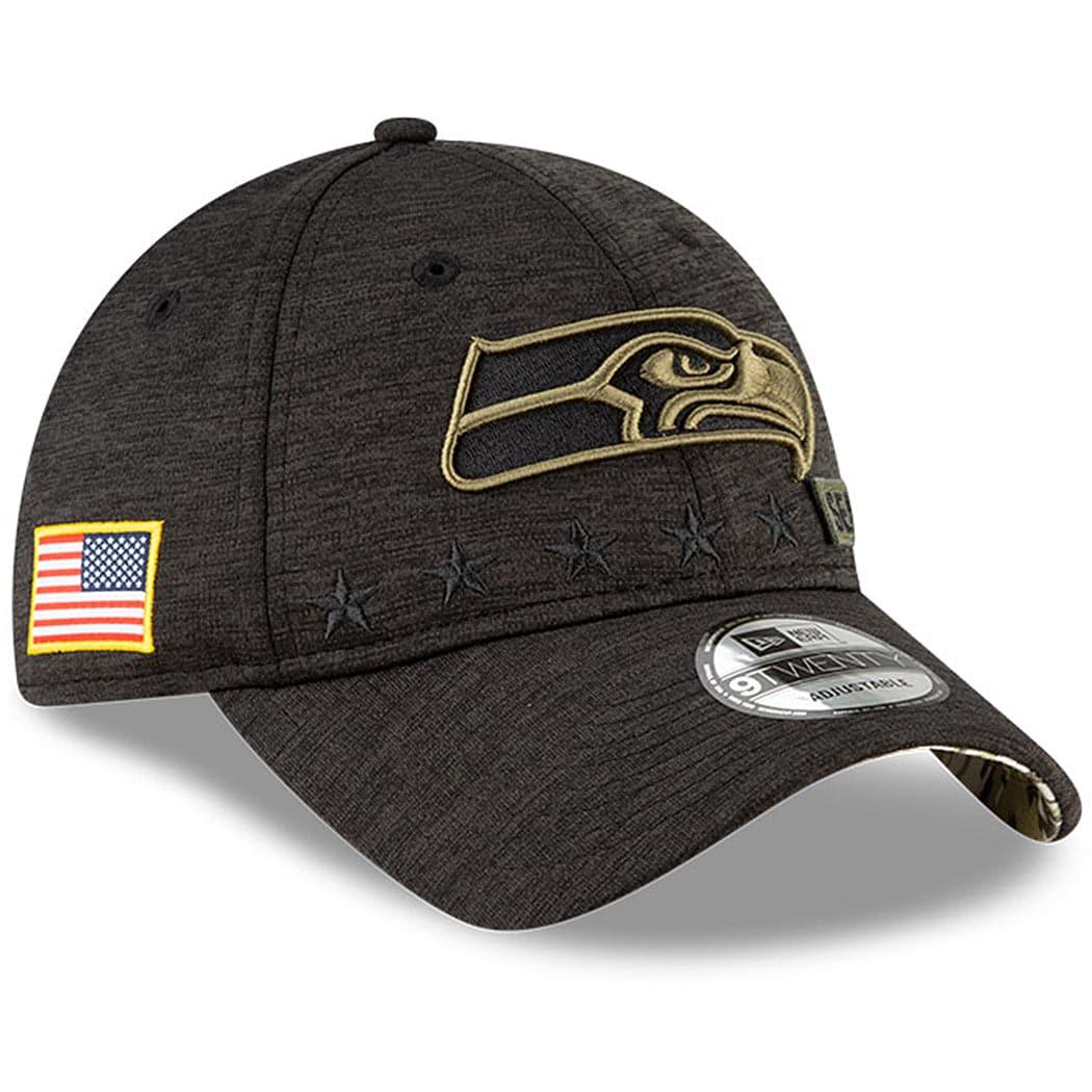 New Era Caps Seattle Seahawks New Era NFL 2020 Salute To Service 9TWENTY Curve Hat - Black