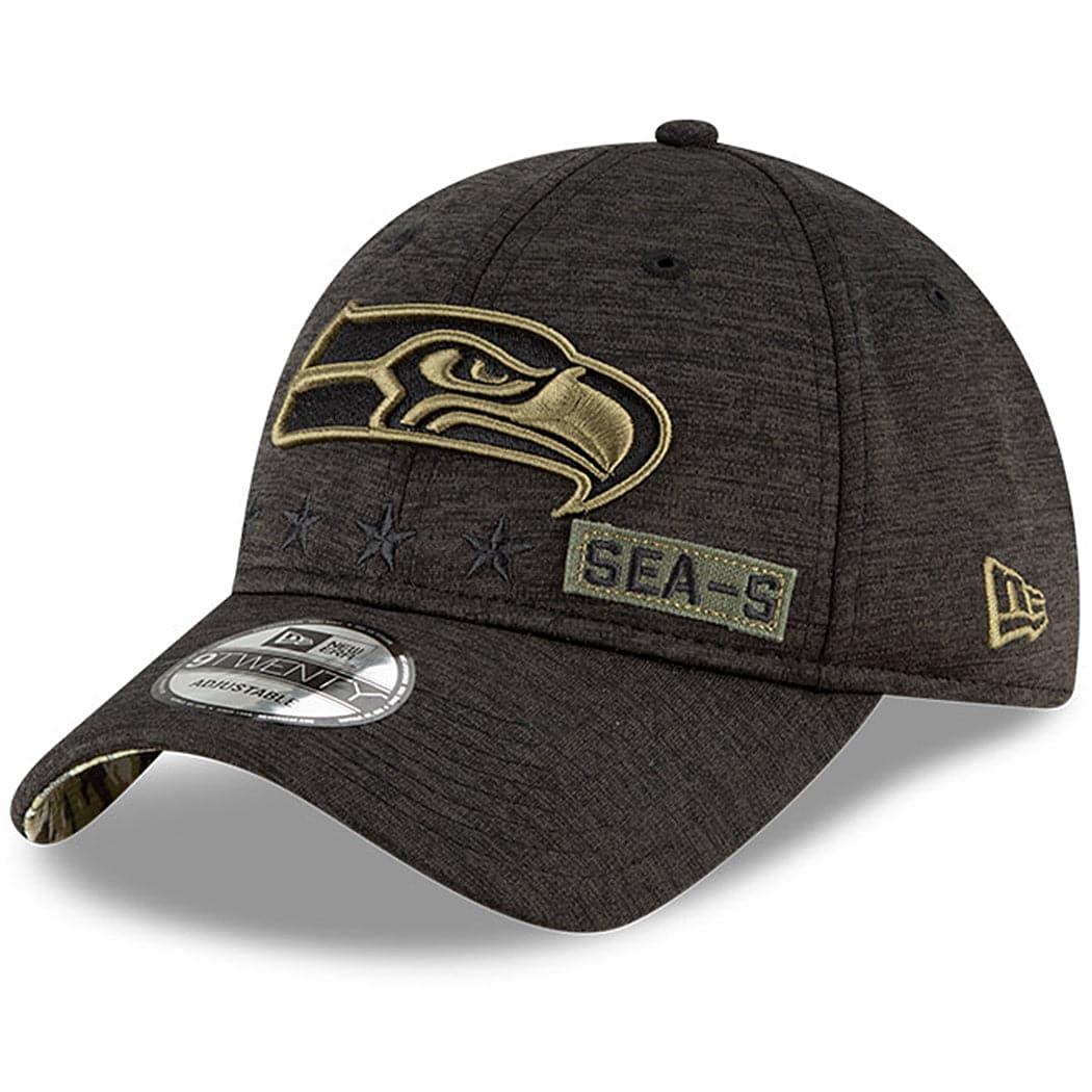 New Era Caps Seattle Seahawks New Era NFL 2020 Salute To Service 9TWENTY Curve Hat - Black