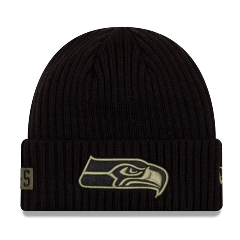 New Era Beanies Seattle Seahawks New Era NFL 2020 Salute To Service Cuffed Knit Beanie - Black