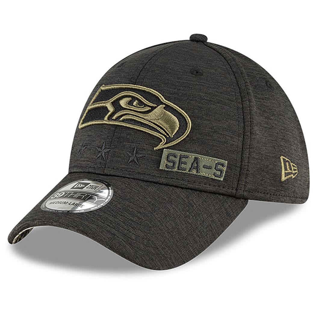 New Era Caps Seattle Seahawks New Era NFL 2020 Sideline 39THIRTY Flex Fit Curve Hat - Black