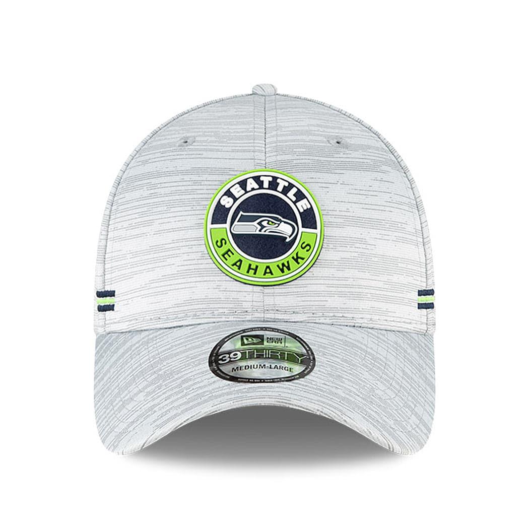 New Era Caps Seattle Seahawks New Era NFL 2020 Sideline 39THIRTY Flex Fit Curve Hat - Grey
