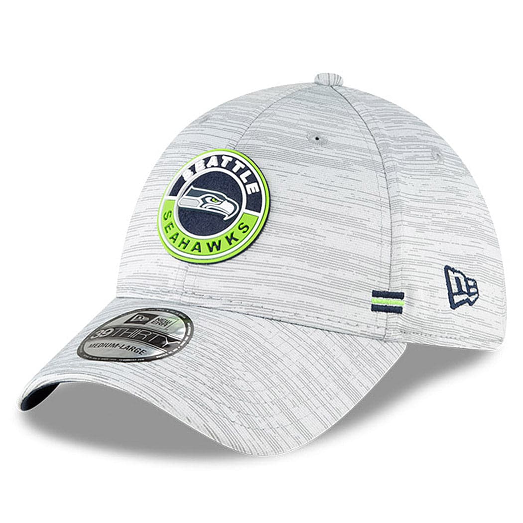 New Era Caps Seattle Seahawks New Era NFL 2020 Sideline 39THIRTY Flex Fit Curve Hat - Grey