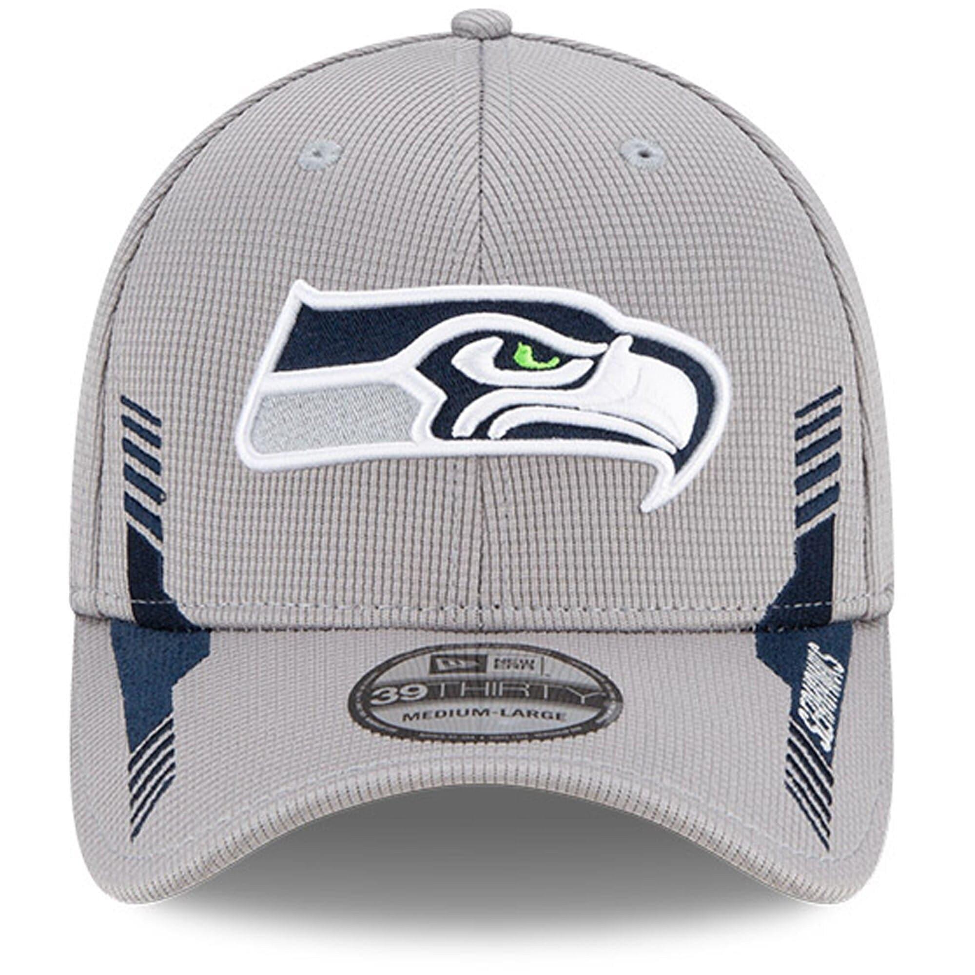 New Era Caps Seattle Seahawks New Era NFL 2021 Sideline Home 39THIRTY Flex Fit Hat - Grey