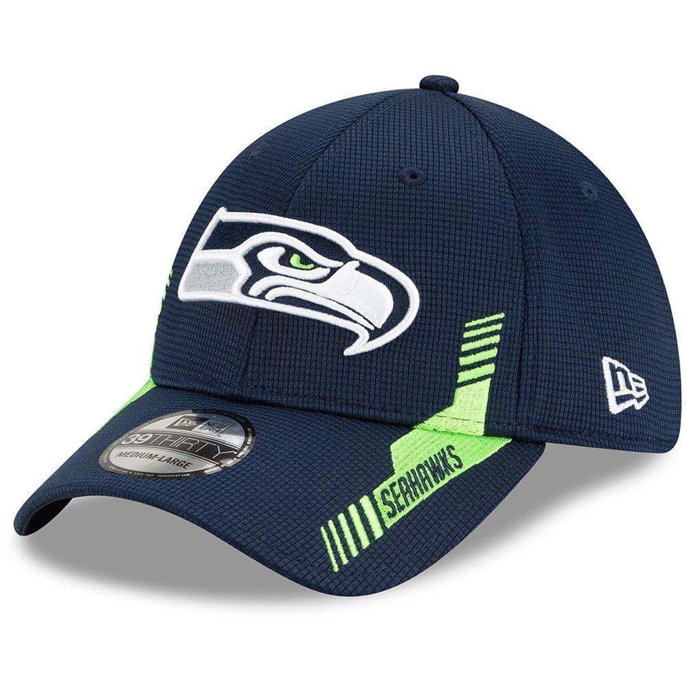 New Era Caps Seattle Seahawks New Era NFL 2021 Sideline Home 39THIRTY Flex Fit Hat - Navy