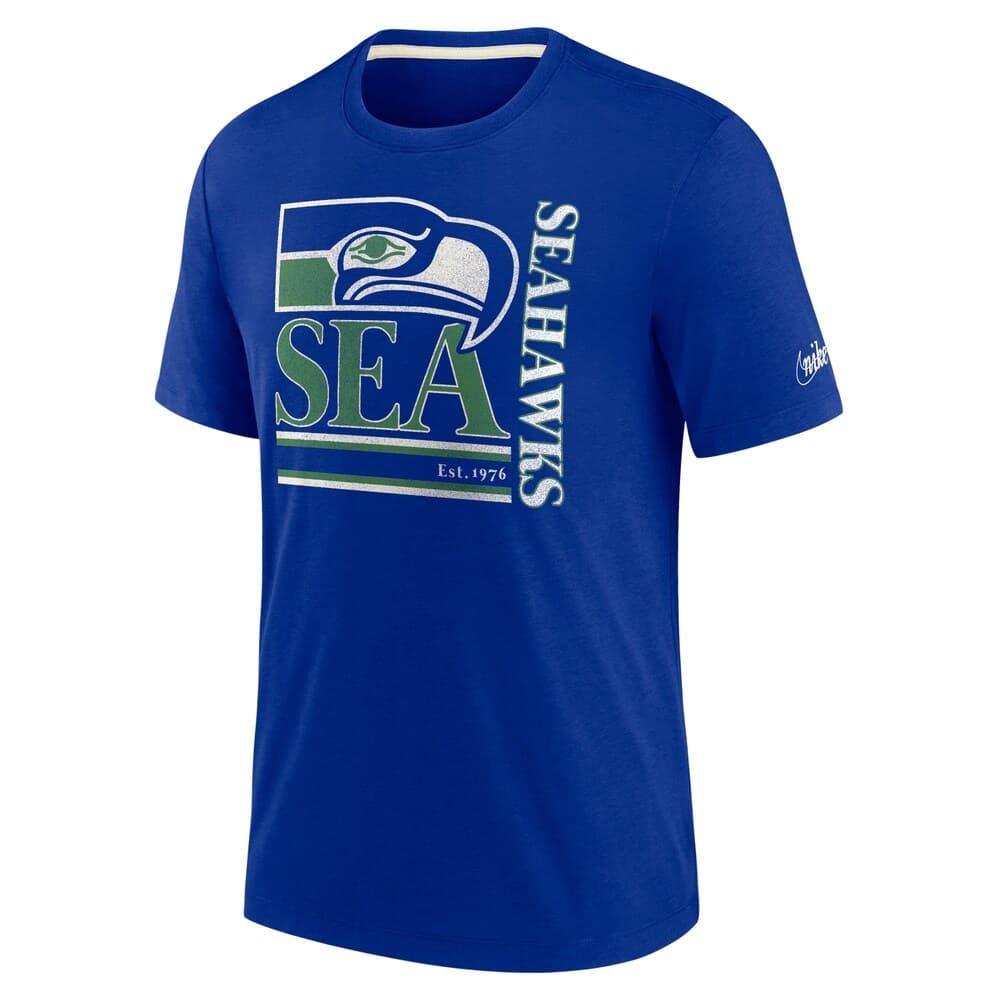 Nike T-Shirts Seattle Seahawks Nike NFL Historic Logo Tri-Blend T-Shirt - Blue