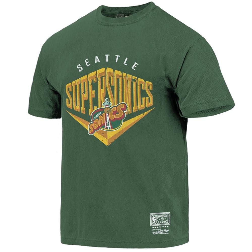 Mitchell And Ness T-Shirts Seattle Supersonics Mitchell & Ness NBA Beveled Vintage T-Shirt - Faded Green
