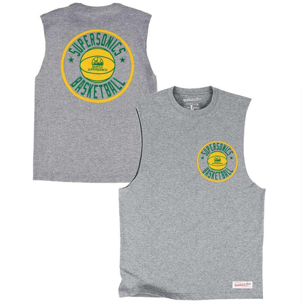 Mitchell And Ness T-Shirts Seattle Supersonics Mitchell & Ness NBA Full Circle Muscle T-Shirt - Grey