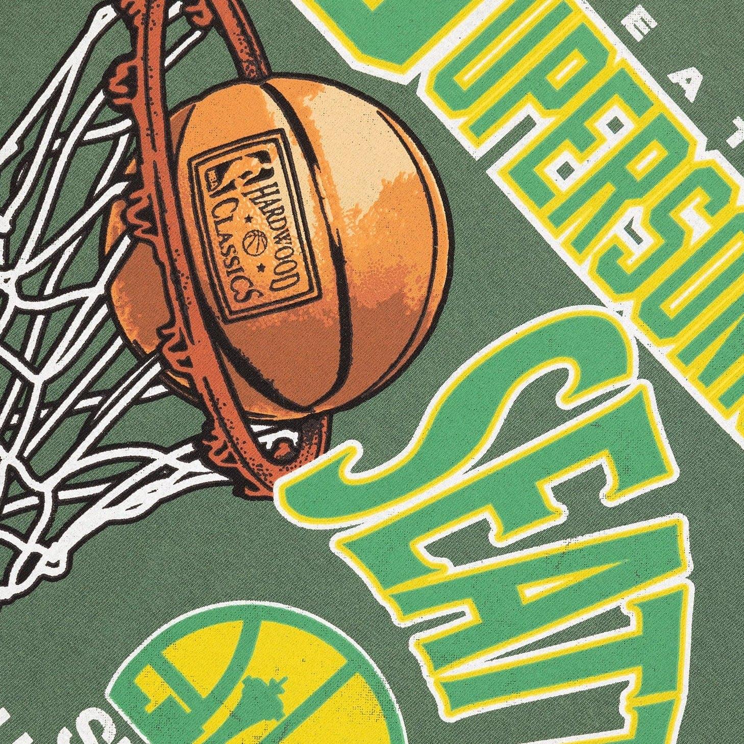 Mitchell And Ness T-Shirts Seattle Supersonics Mitchell & Ness NBA Hoop Vintage T-Shirt - Faded Green
