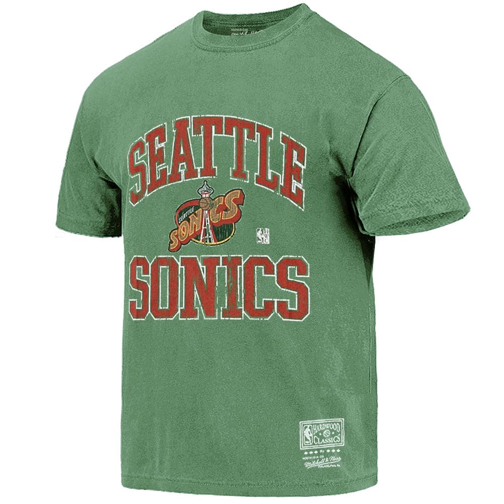 Mitchell And Ness T-Shirts Seattle Supersonics Mitchell & Ness NBA HWC Ivy Arch Vintage T-Shirt - Faded Green