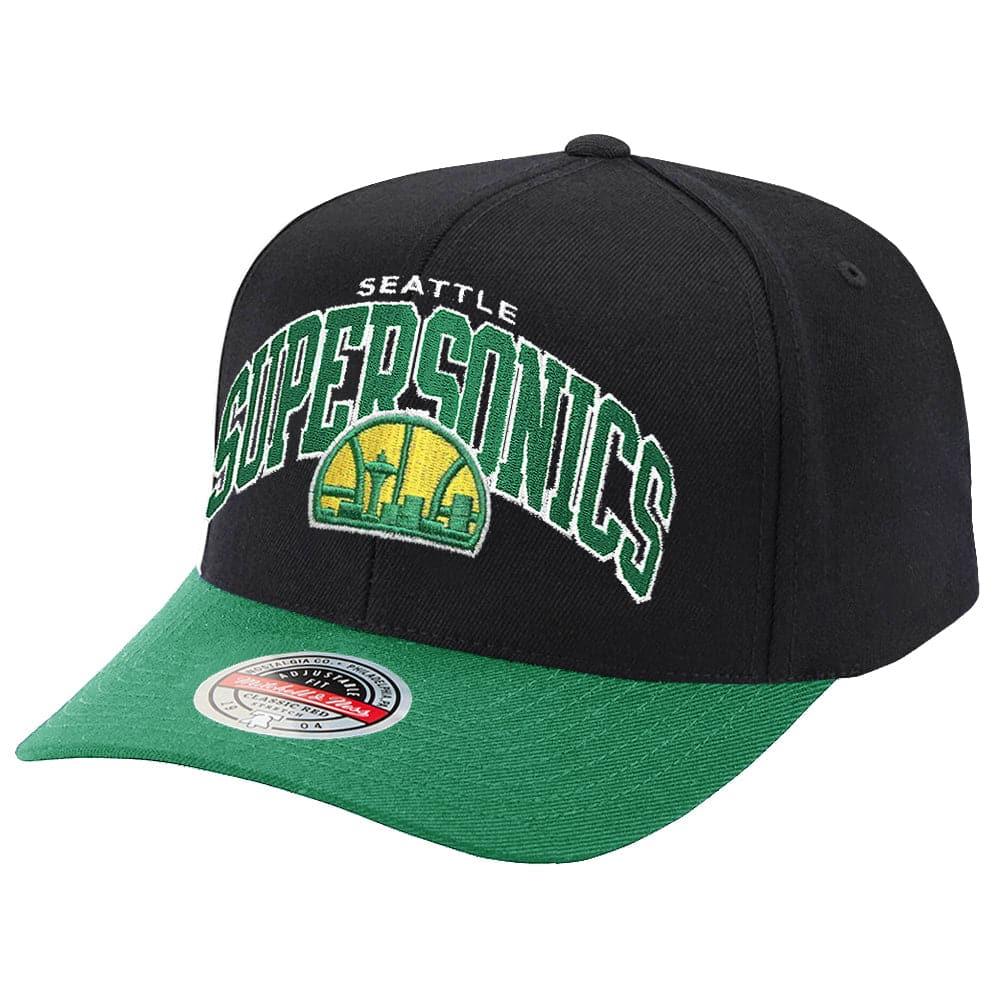 Mitchell And Ness Caps Seattle Supersonics Mitchell & Ness NBA HWC Team Arch Pro Crown Snapback Hat - Black