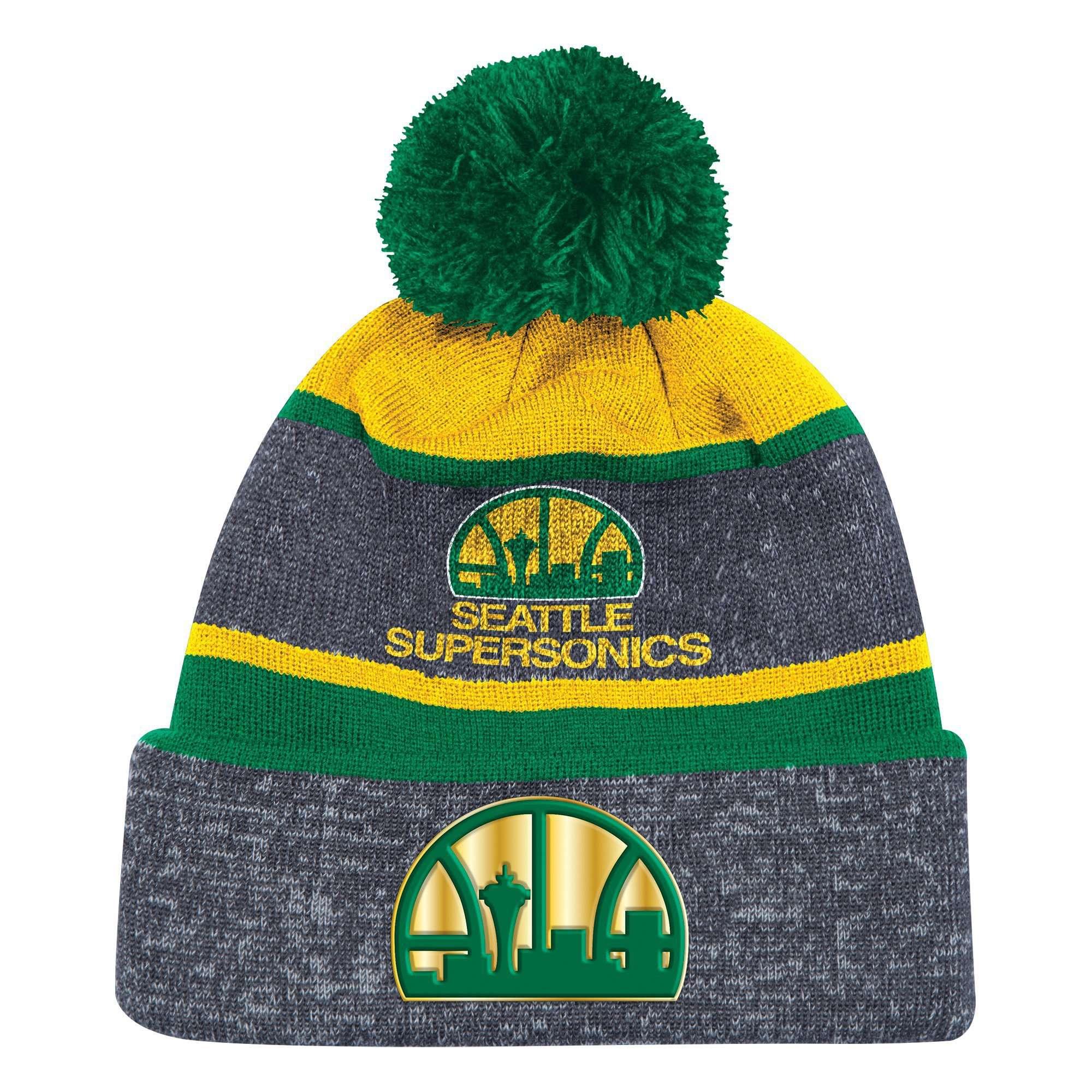 Mitchell And Ness Beanies Seattle Supersonics Mitchell & Ness NBA HWC TPU Stripe Knit Beanie