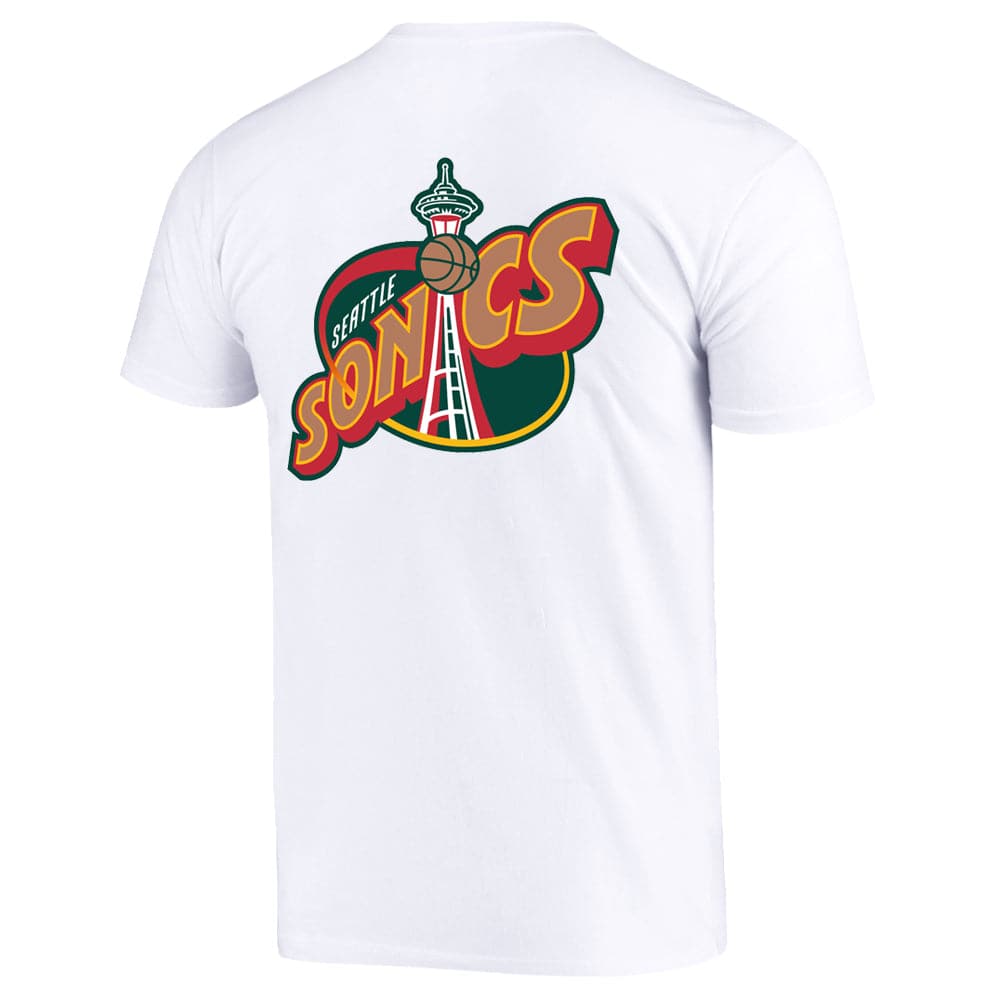 Mitchell And Ness T-Shirts Seattle Supersonics Mitchell & Ness NBA Retro Repeat T-Shirt - White