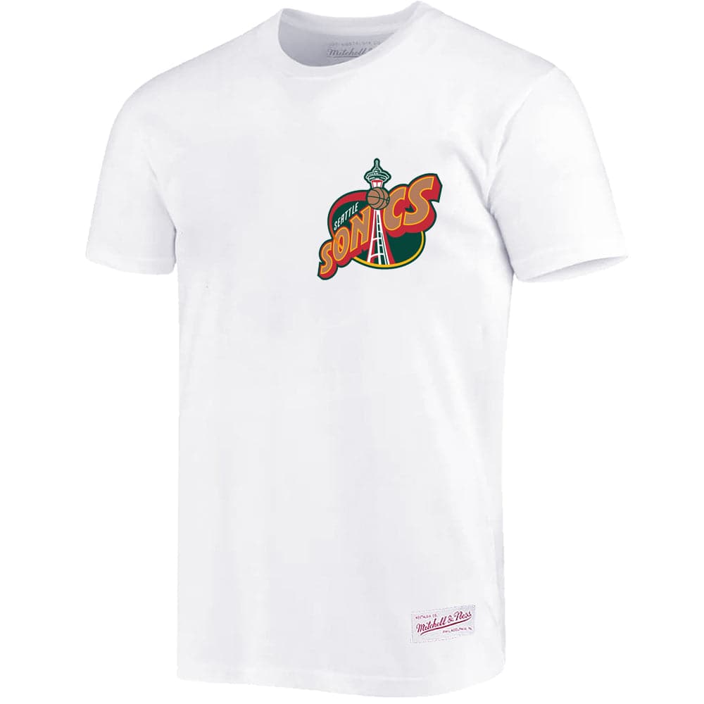 Mitchell And Ness T-Shirts Seattle Supersonics Mitchell & Ness NBA Retro Repeat T-Shirt - White