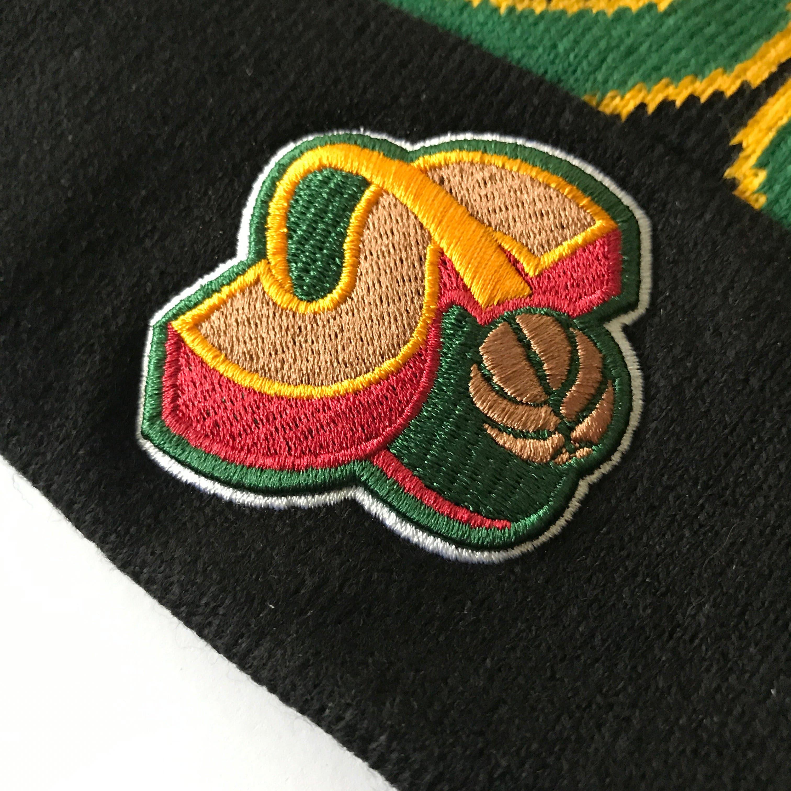 Mitchell And Ness Beanies Seattle Supersonics Mitchell & Ness NBA Script Burst Pom Knit Beanie - Black