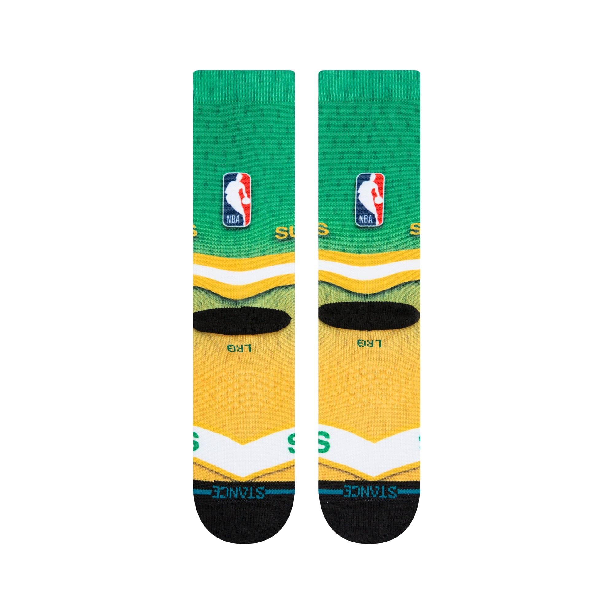 Stance Socks Large (9-12 US) Seattle Supersonics Stance NBA HWC Logo Fader Crew Socks - Green