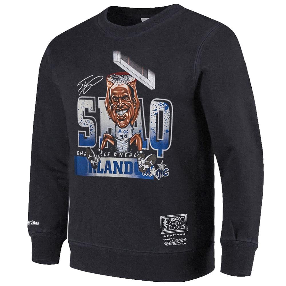Mitchell And Ness Jumpers Shaquille O'Neal Orlando Magic Mitchell & Ness NBA Caricature Vintage Crew Jumper - Faded Black