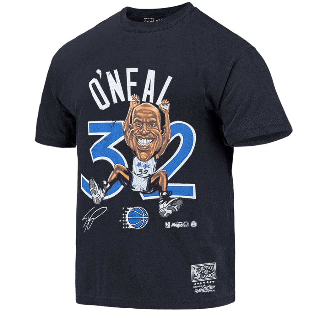 Mitchell And Ness T-Shirts Shaquille O'Neal Orlando Magic Mitchell & Ness NBA Hangtime Vintage T-Shirt - Faded Black