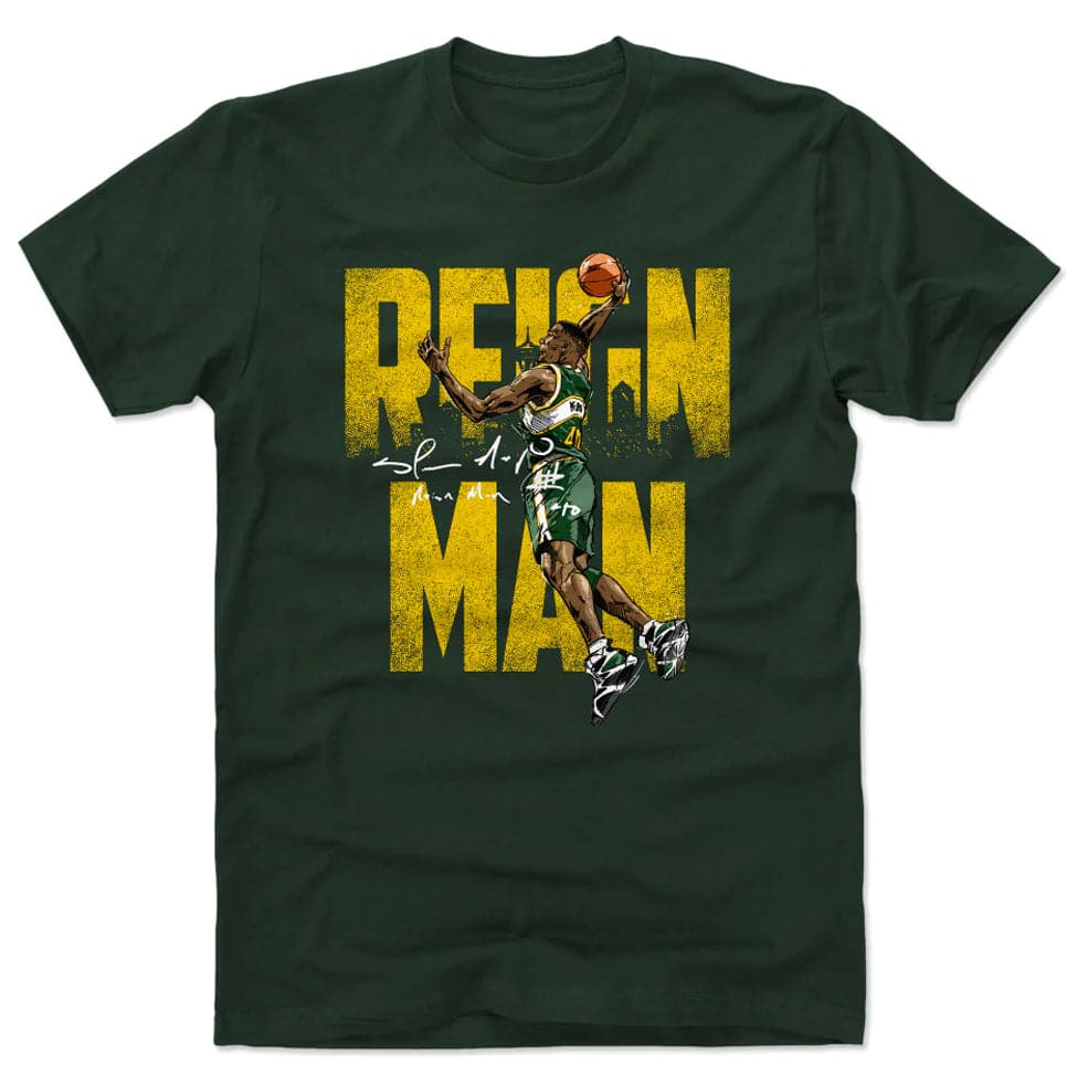 500 Level T-Shirts Shawn Kemp Seattle Supersonics 500 Level NBA Reign Man T-Shirt - Dark Green