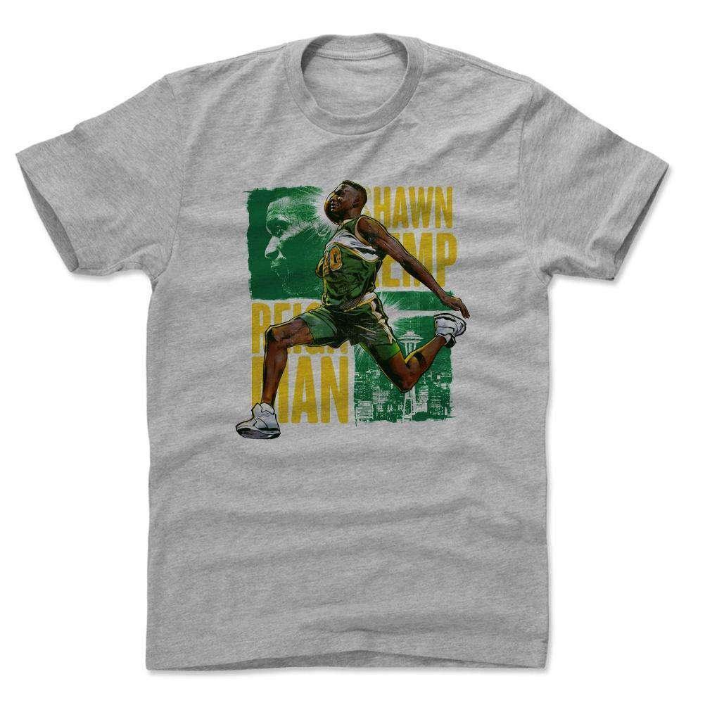 500 Level T-Shirts Shawn Kemp Seattle Supersonics 500 Level NBA Square T-Shirt - Grey