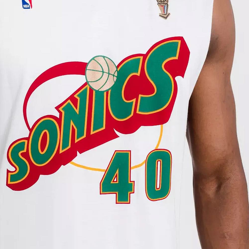 Mitchell And Ness T-Shirts Shawn Kemp Seattle Supersonics Mitchell & Ness NBA Name Number Muscle T-Shirt - White