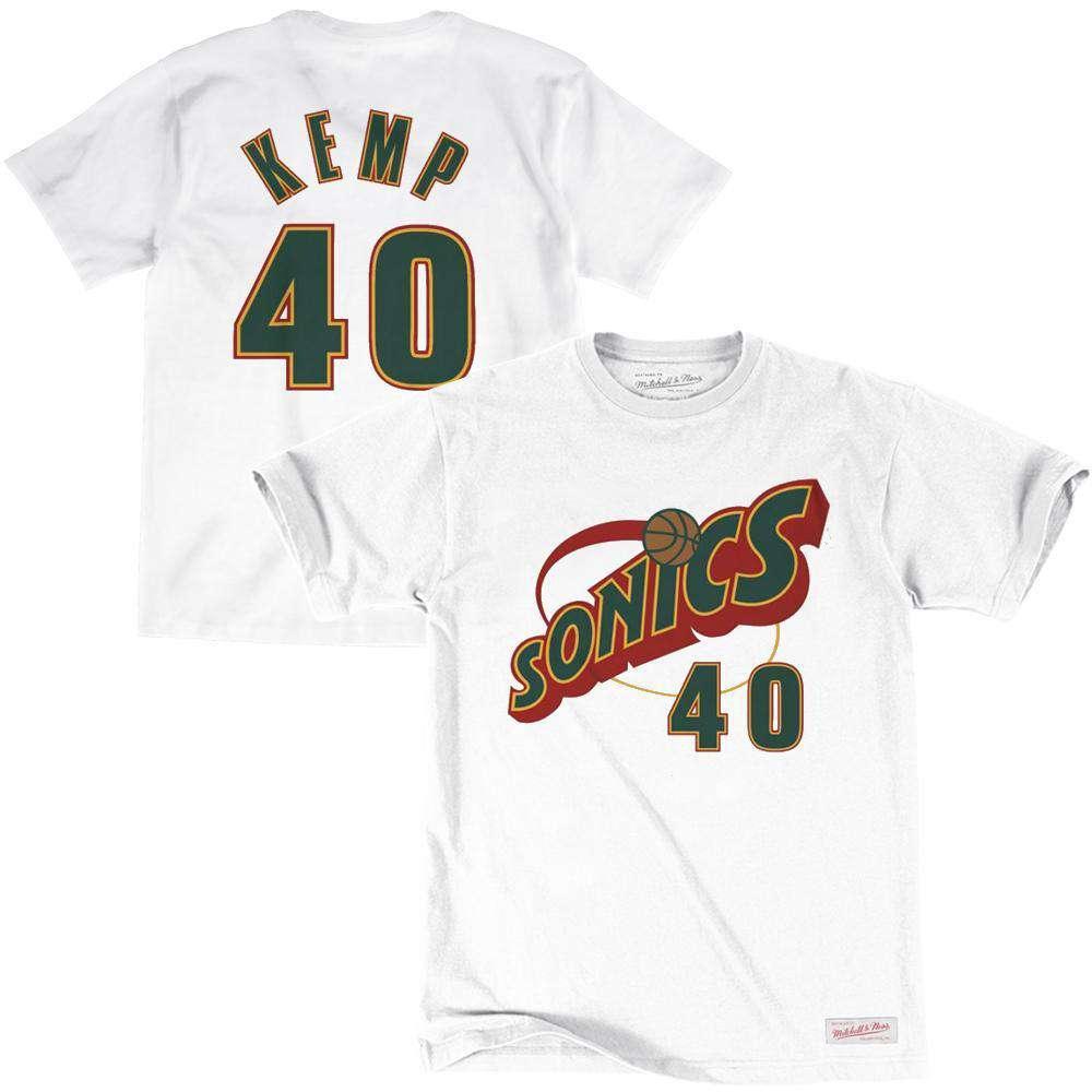 Mitchell And Ness T-Shirts Shawn Kemp Seattle Supersonics Mitchell & Ness NBA Player T-Shirt - White