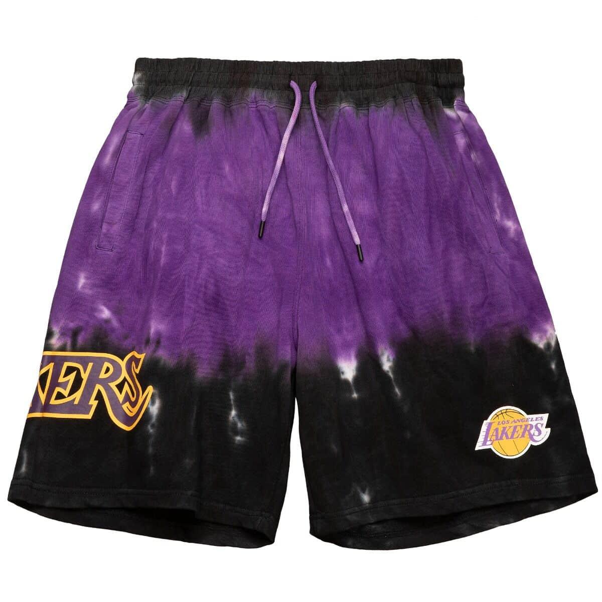 Los Angeles Lakers Mitchell & Ness NBA Tie Dye Premium Terry Shorts - Purple