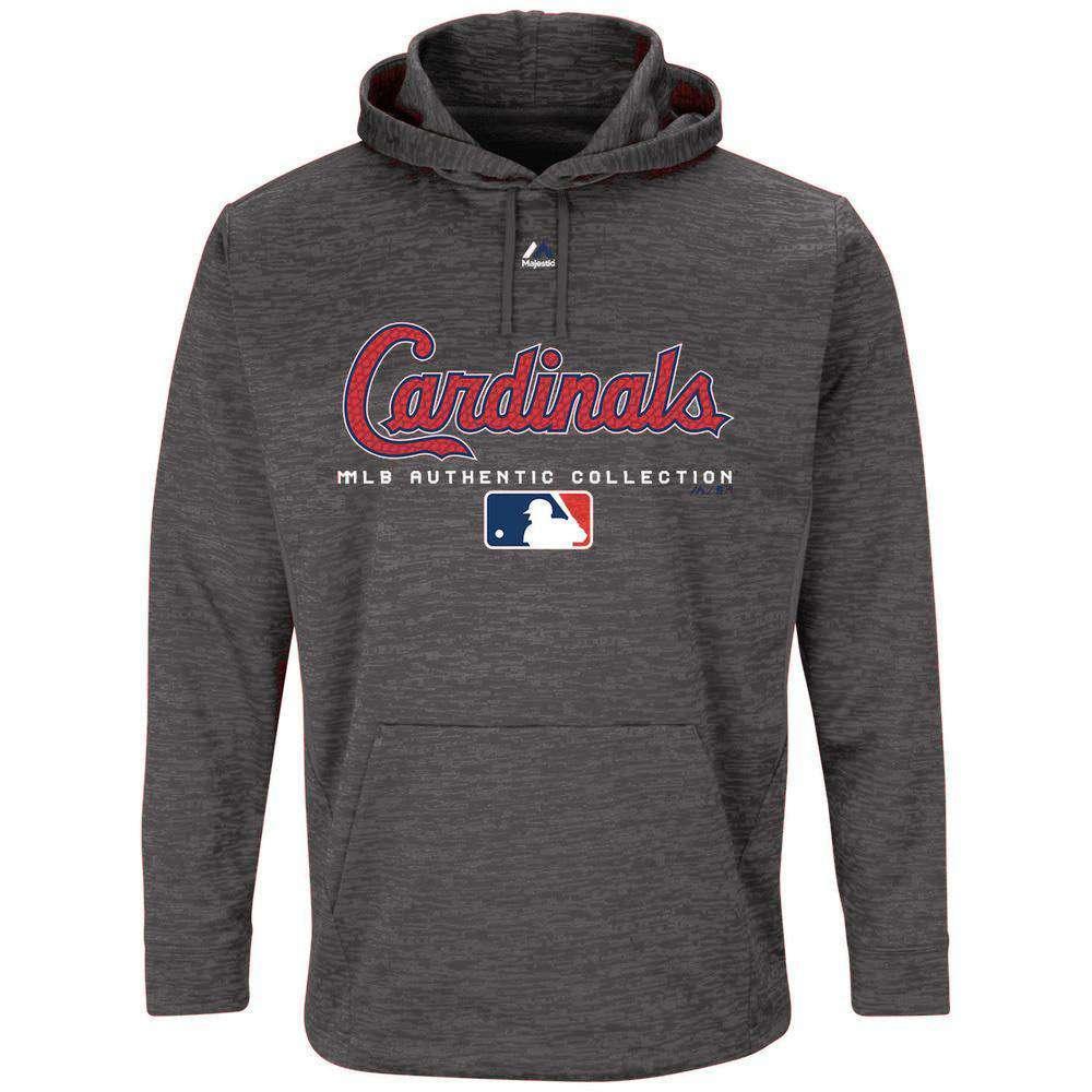 Majestic Athletic Jumpers St Louis Cardinals Majestic MLB Authentic Team Drive Hoodie - Granite