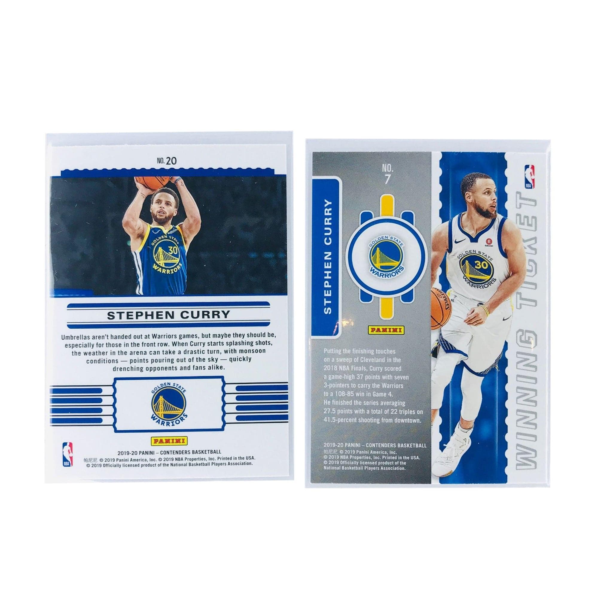 Panini Cards Steph Curry Golden State Warriors 19-20 Panini NBA Contenders 2 Card Set