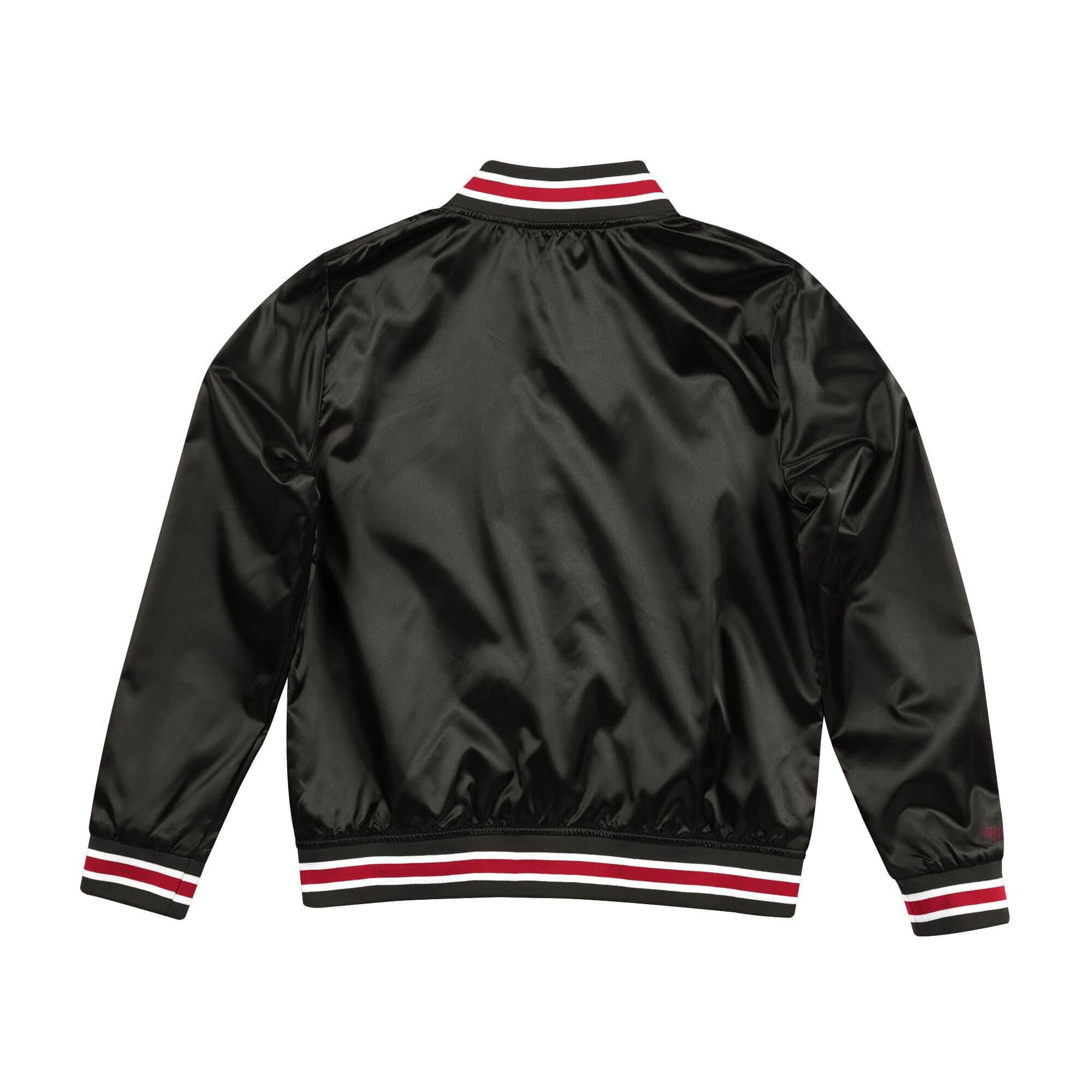 Women's Chicago Bulls Mitchell & Ness NBA Lightweight Satin Jacket - Black