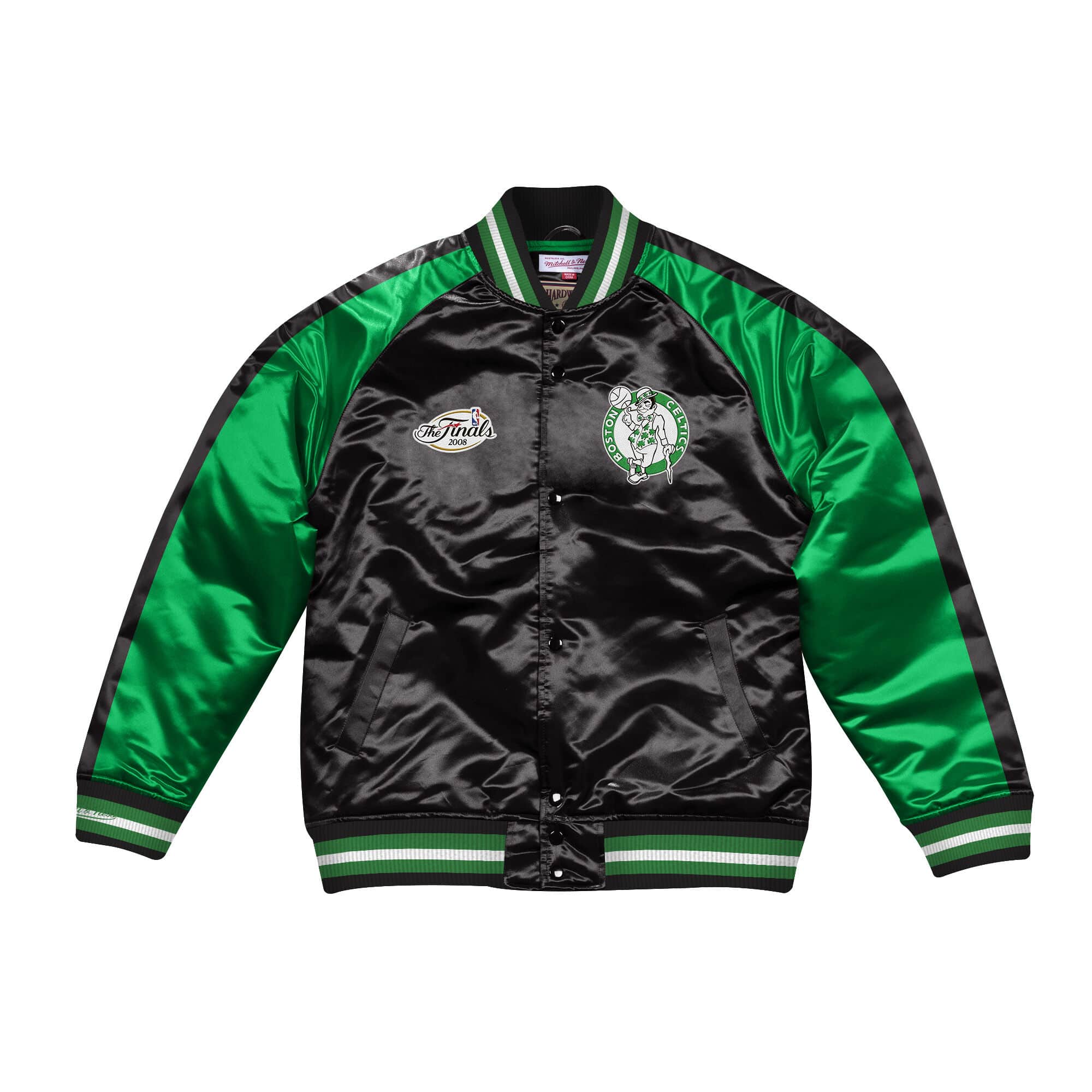 Boston Celtics Mitchell & Ness NBA Colour Blocked Satin Jacket - Black