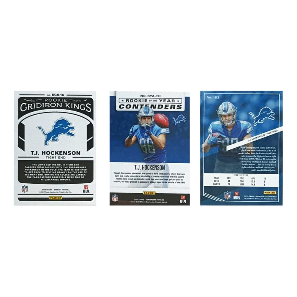 Panini Cards T.J. Hockenson Detroit Lions Panini NFL 3 Rookie Card Set