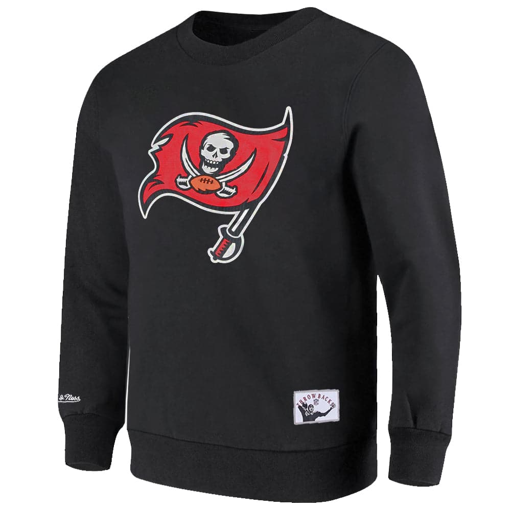 Mitchell And Ness Jumpers Tampa Bay Buccaneers Mitchell & Ness NFL Retro Logo Crew Jumper - Faded Black
