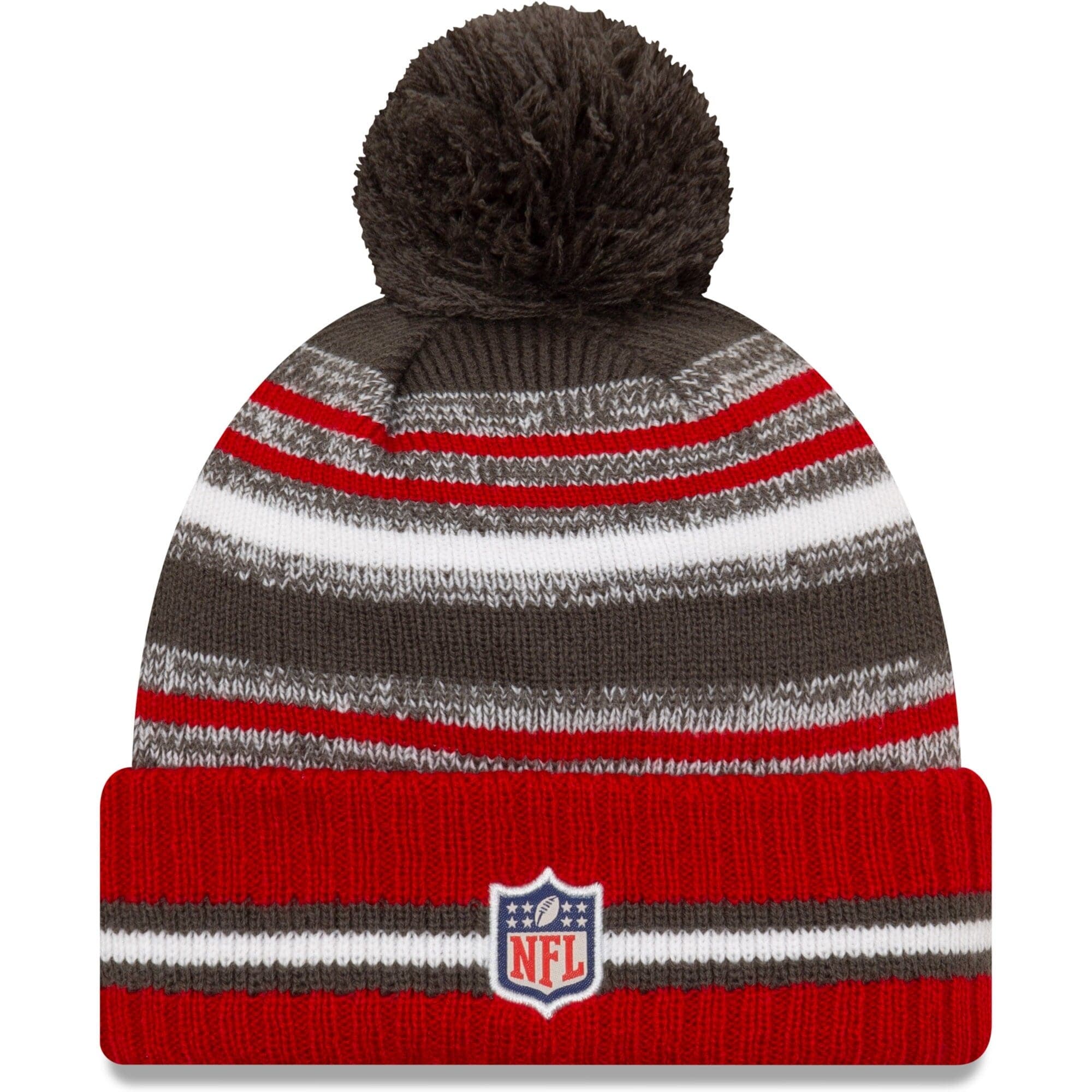 New Era Beanies Tampa Bay Buccaneers New Era NFL 2021 Sideline Team Pom Knit Beanie - Red