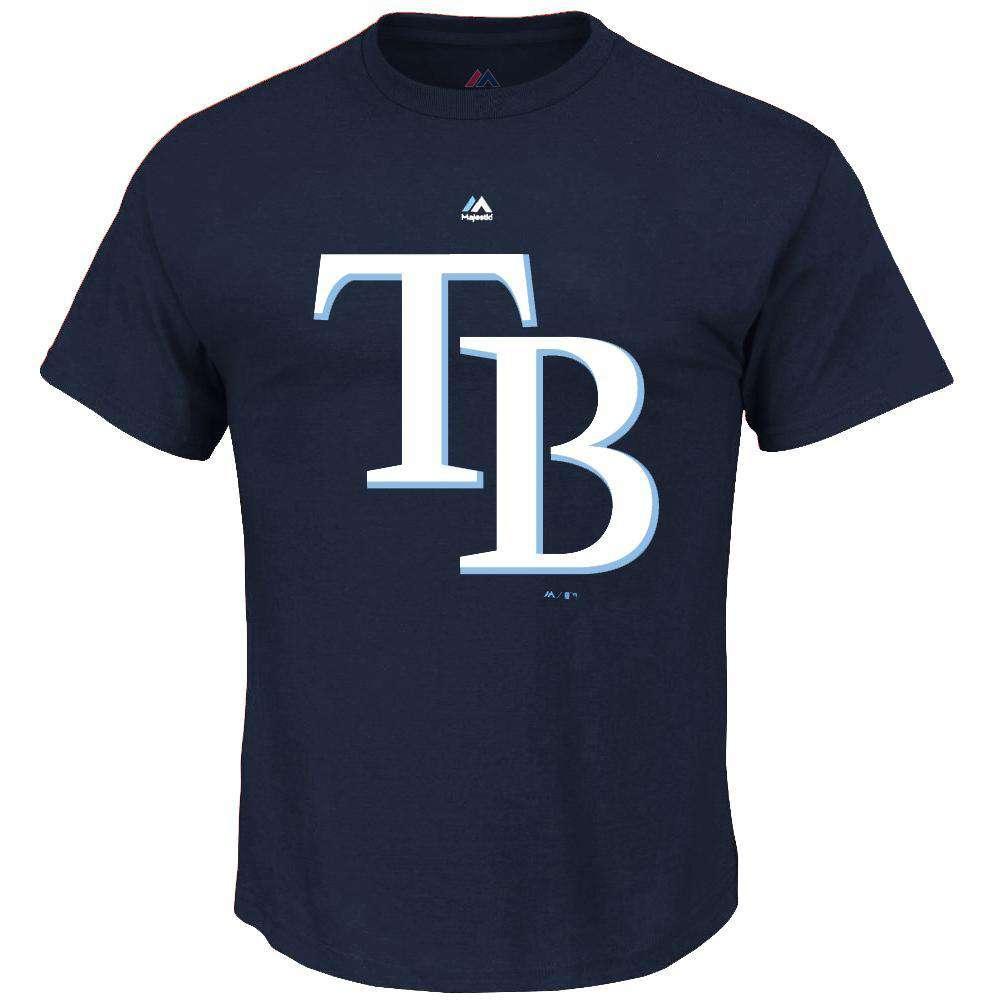 Majestic Athletic T-Shirts XL Tampa Bay Rays Majestic MLB Logo T-Shirt - Navy