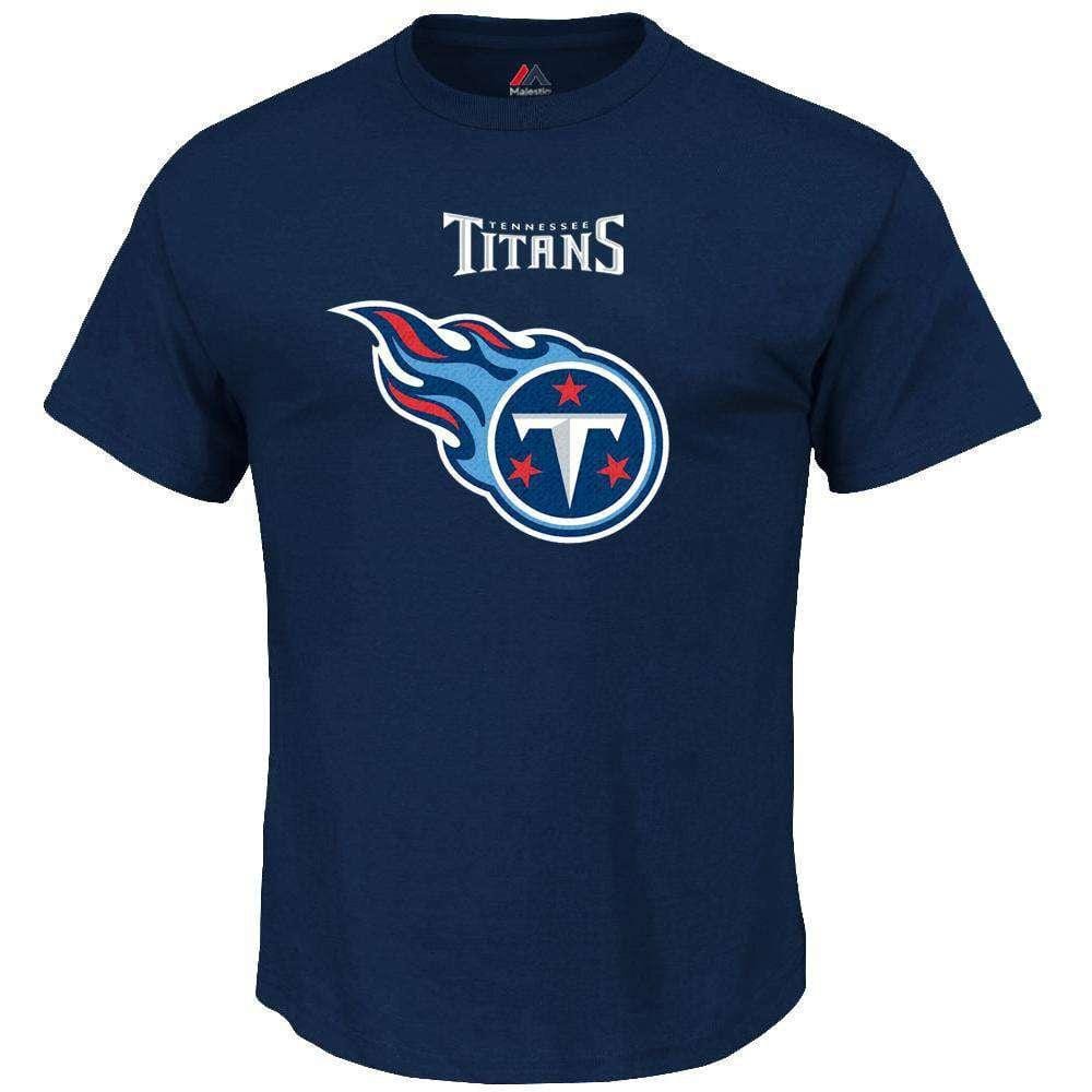 Majestic Athletic T-Shirts Tennessee Titans Majestic NFL Critical Victory T-Shirt - Navy