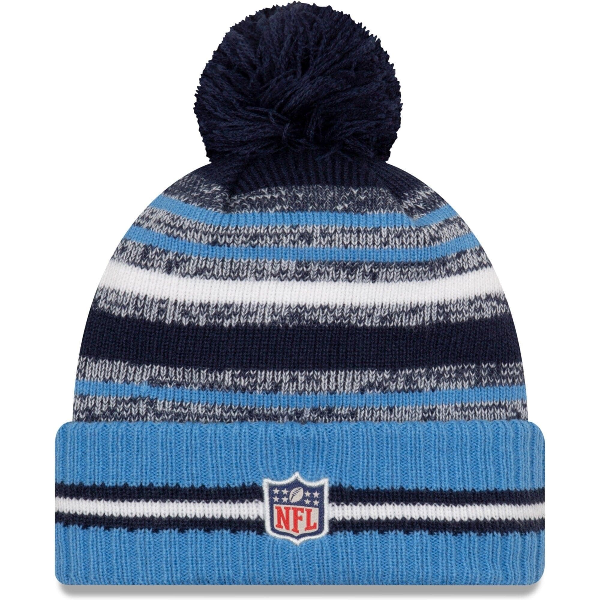 New Era Beanies Tennessee Titans New Era NFL 2021 Sideline Team Pom Knit Beanie - Navy