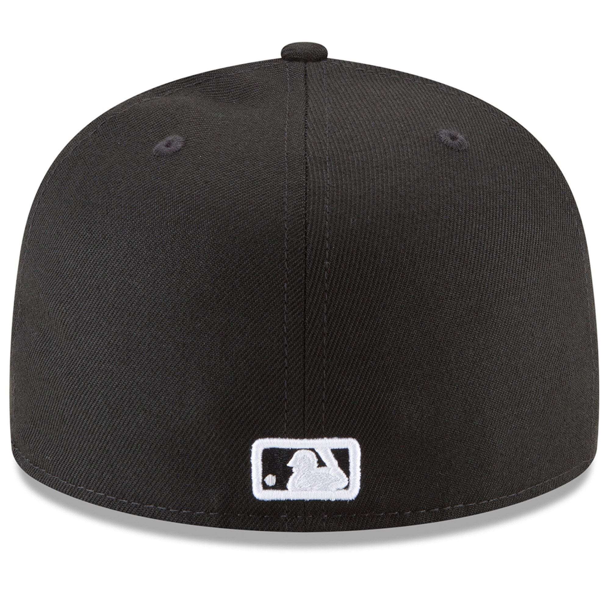 New Era Caps 7 1/4 Texas Rangers New Era MLB Black & White 59FIFTY Fitted Hat - Black