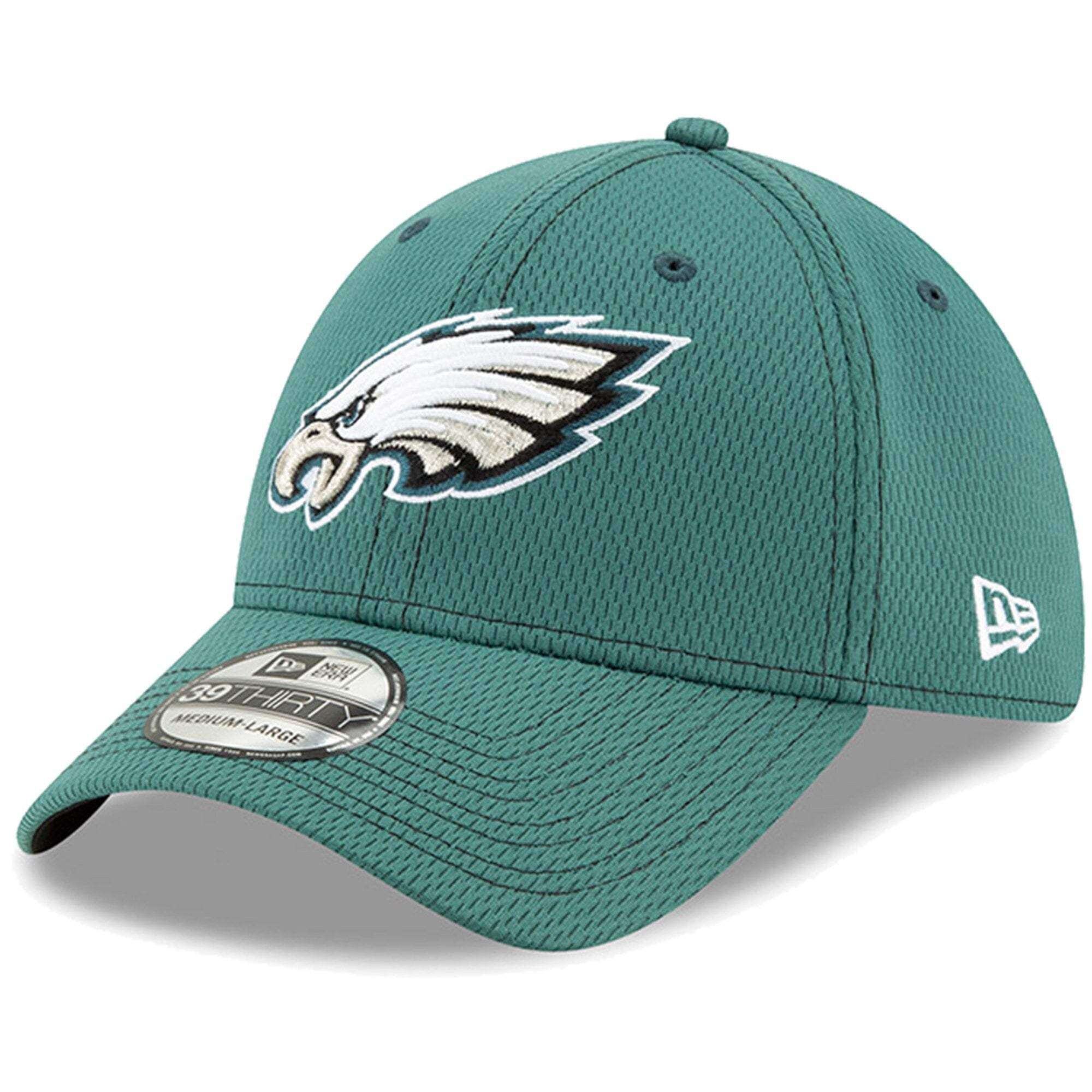 Philadelphia Eagles New Era NFL 2019 Sideline Road 39THIRTY Stretch-Fit Curve Hat - Green