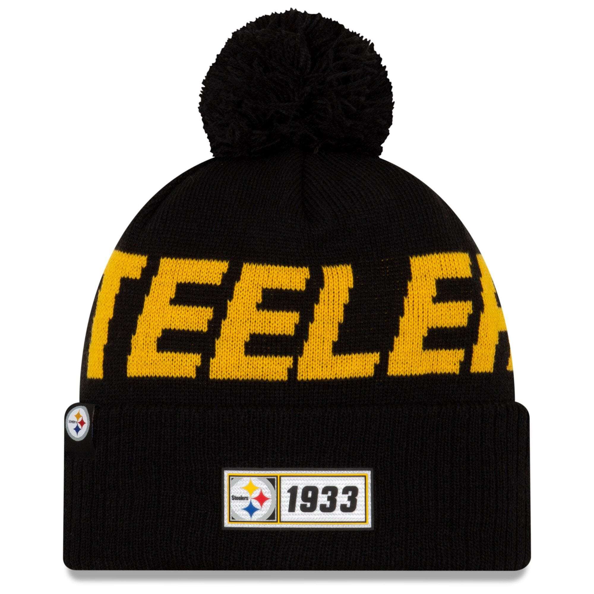 Pittsburgh Steelers New Era NFL 2019 Sideline Road Knit Beanie - Black