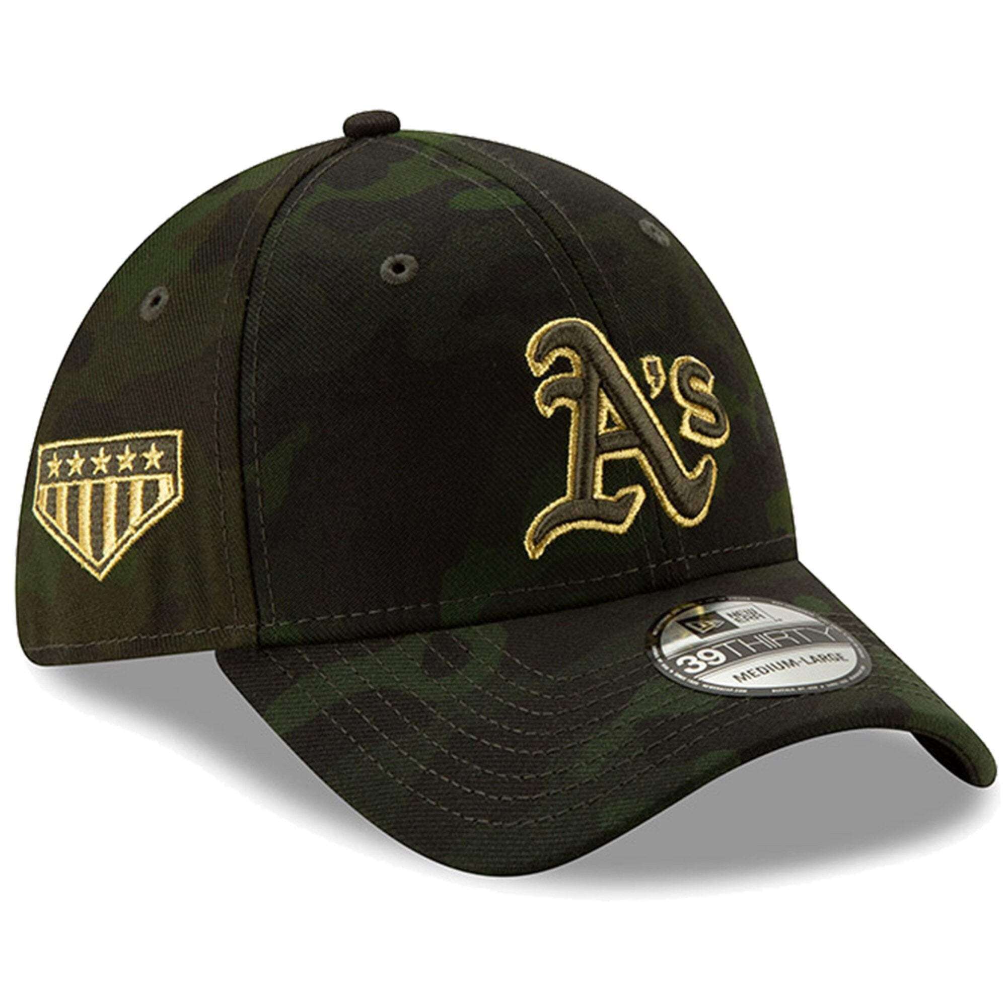 Oakland Athletics New Era MLB 2019 Armed Forces 39THIRTY Stretch Fit Curved Hat - Camo