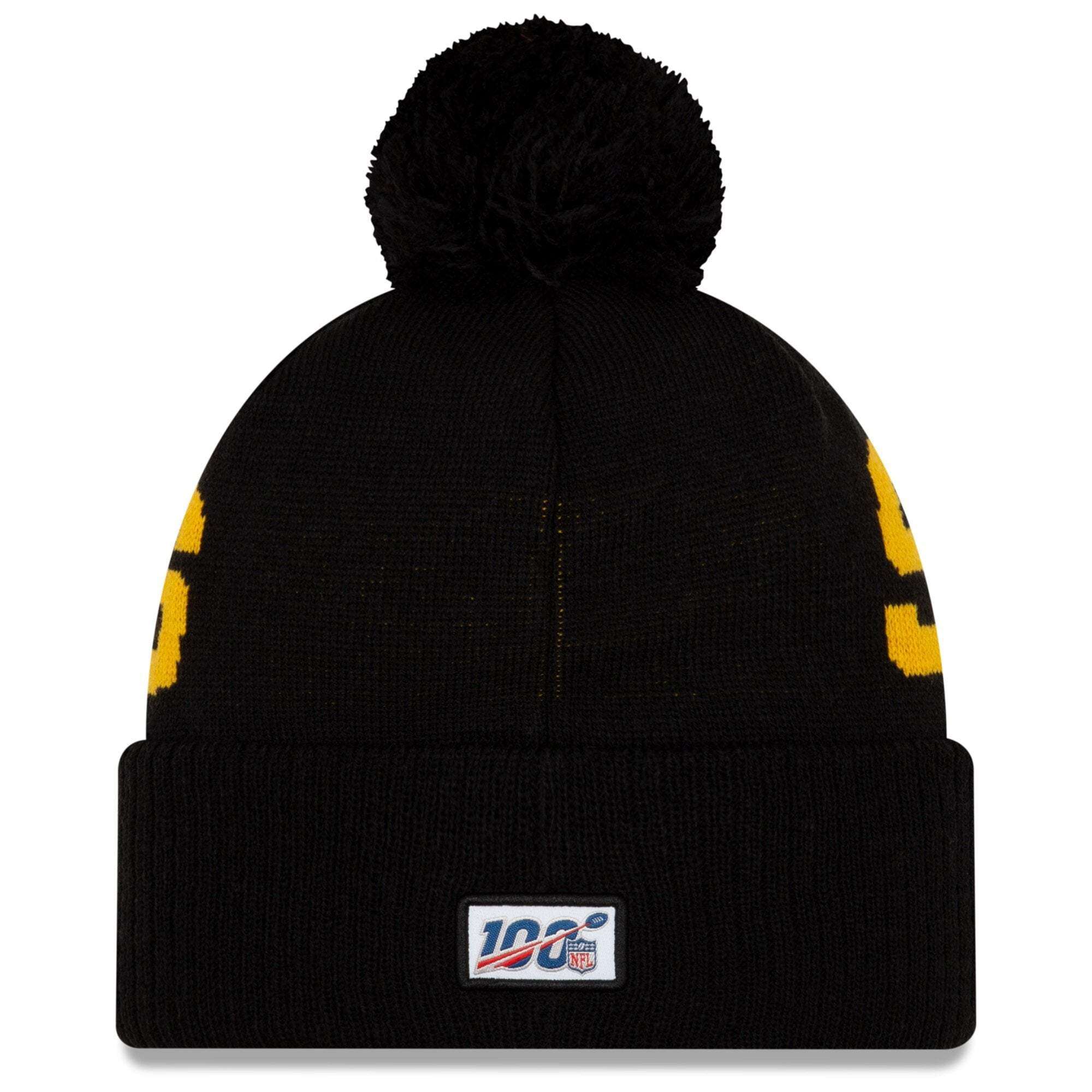 Pittsburgh Steelers New Era NFL 2019 Sideline Road Knit Beanie - Black