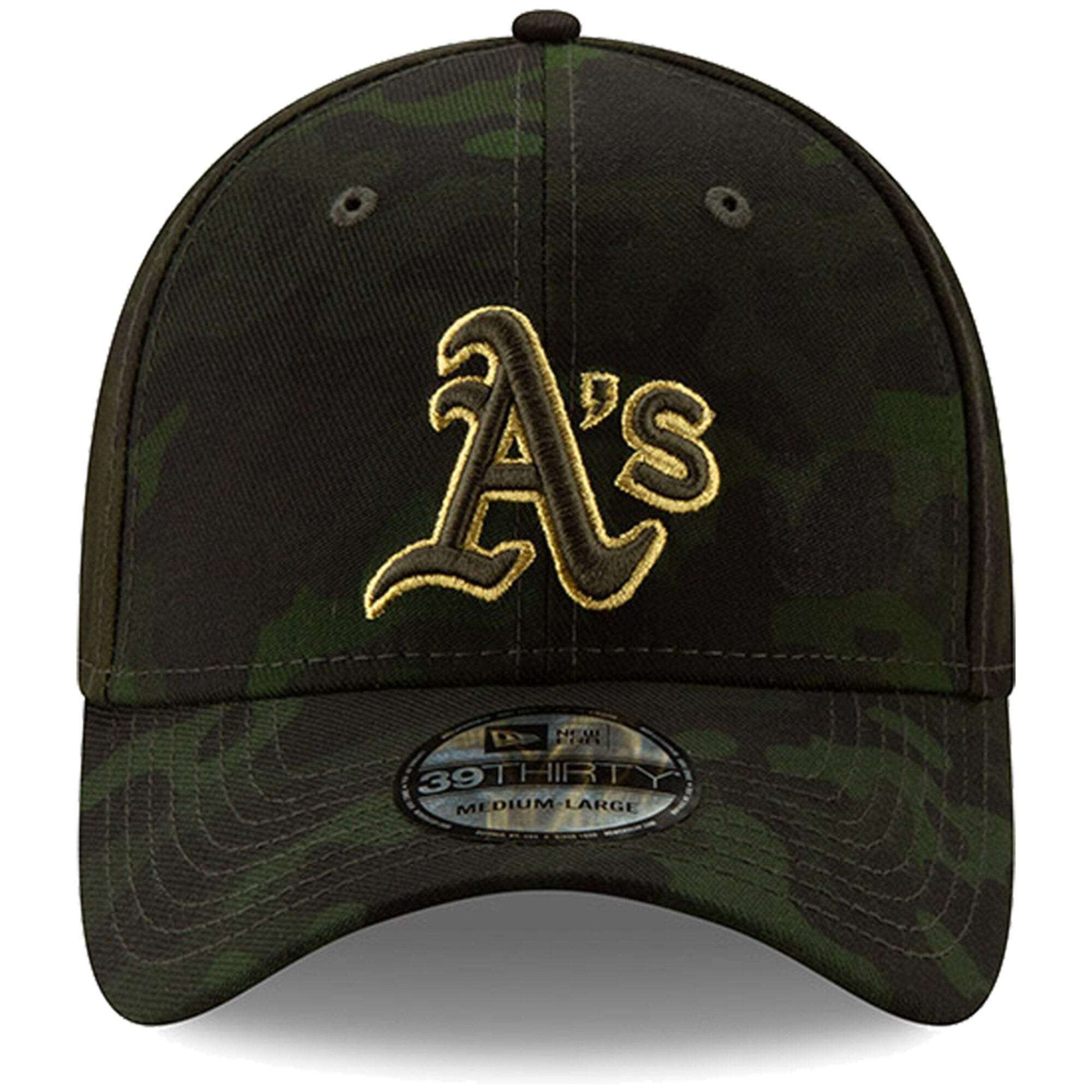 Oakland Athletics New Era MLB 2019 Armed Forces 39THIRTY Stretch Fit Curved Hat - Camo